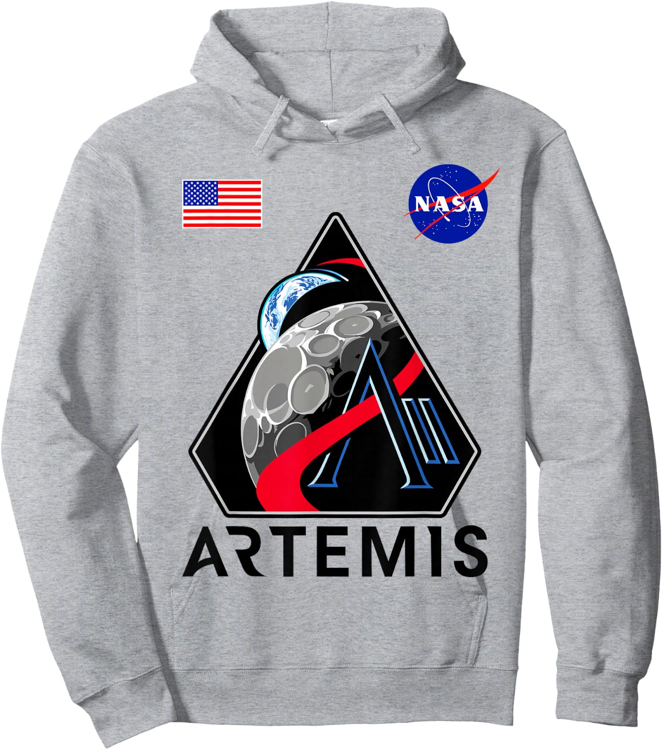 NASA Artemis II Mission Patch Commemorative Meatball Logo Hoodie - Hoodie | Ash