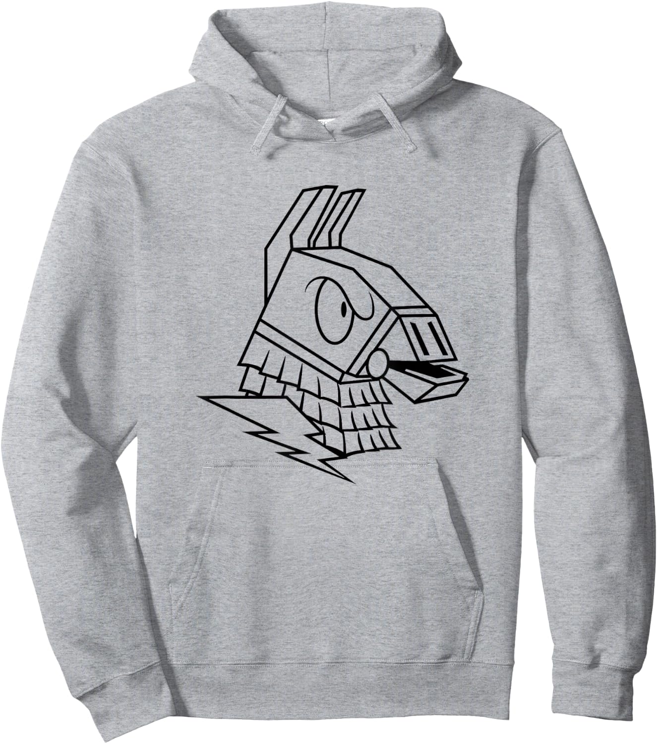 Fortnite Angry Llama Big Face Outline Art Chest Portrait Hoodie - Hoodie | Ash
