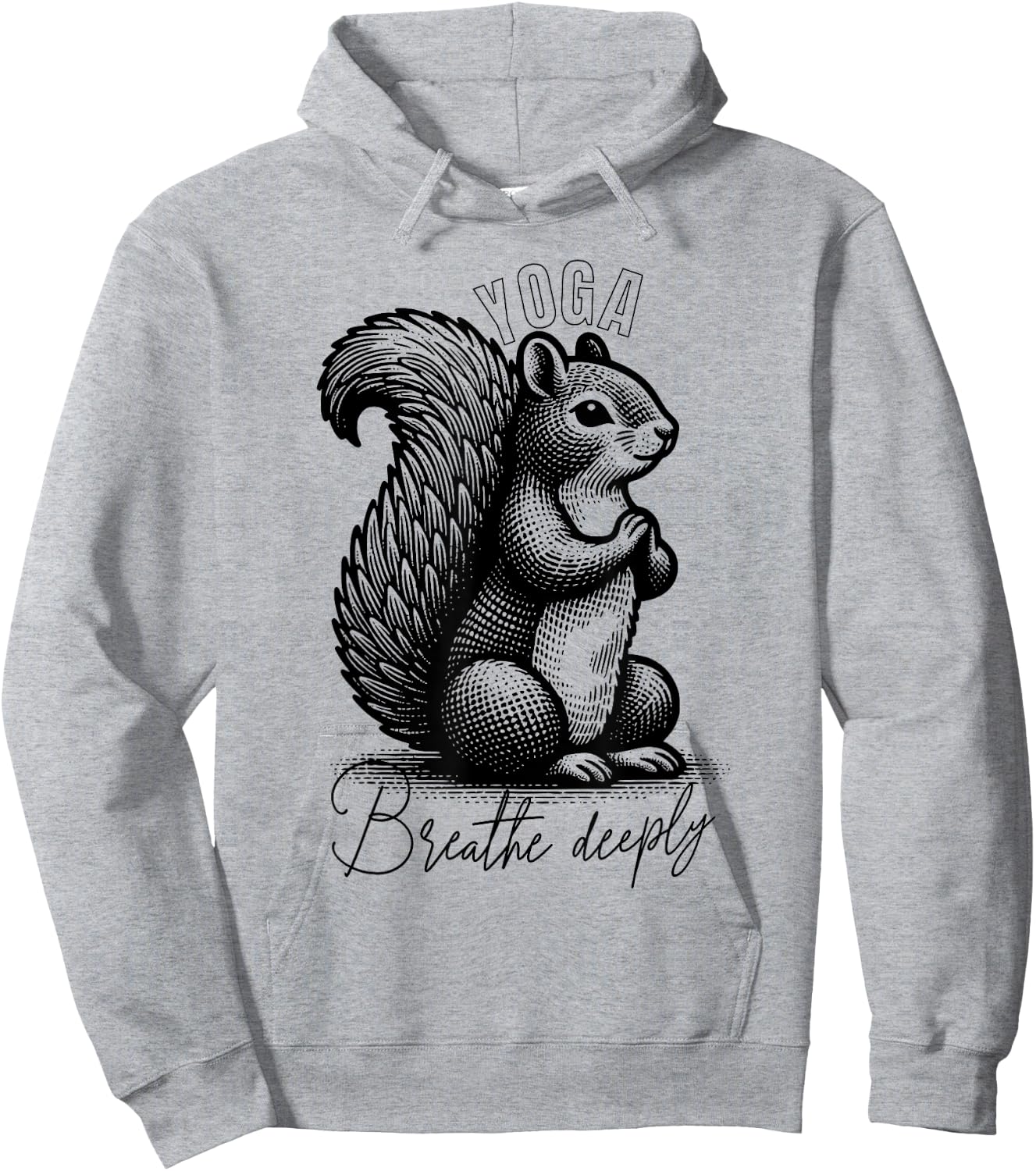 Squirrel doing Yoga - `Breathe deeply` Hoodie - Hoodie | Ash