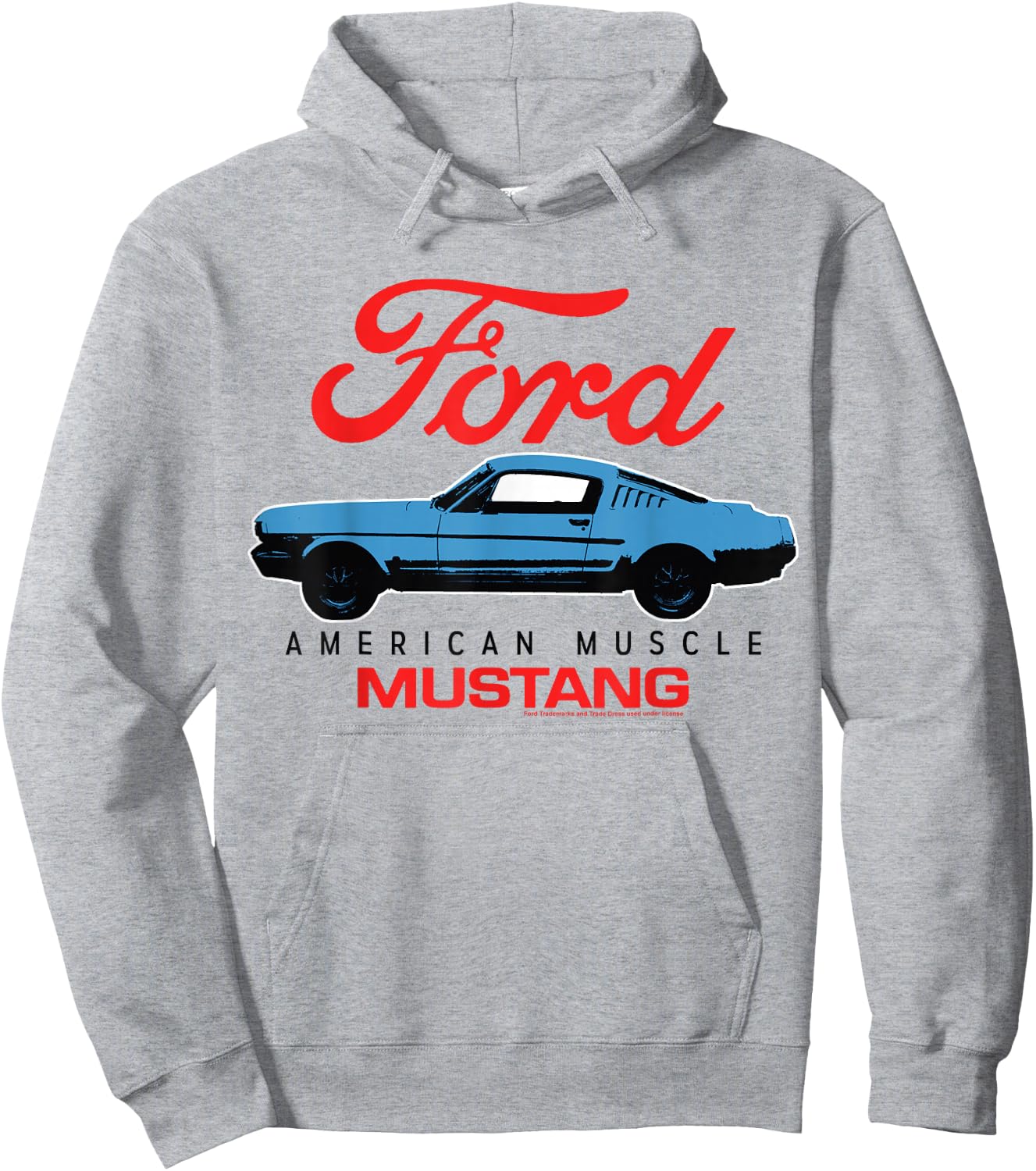Ford Blue Mustang American Muscle Car with Red Logo , White Hoodie - Hoodie | Ash