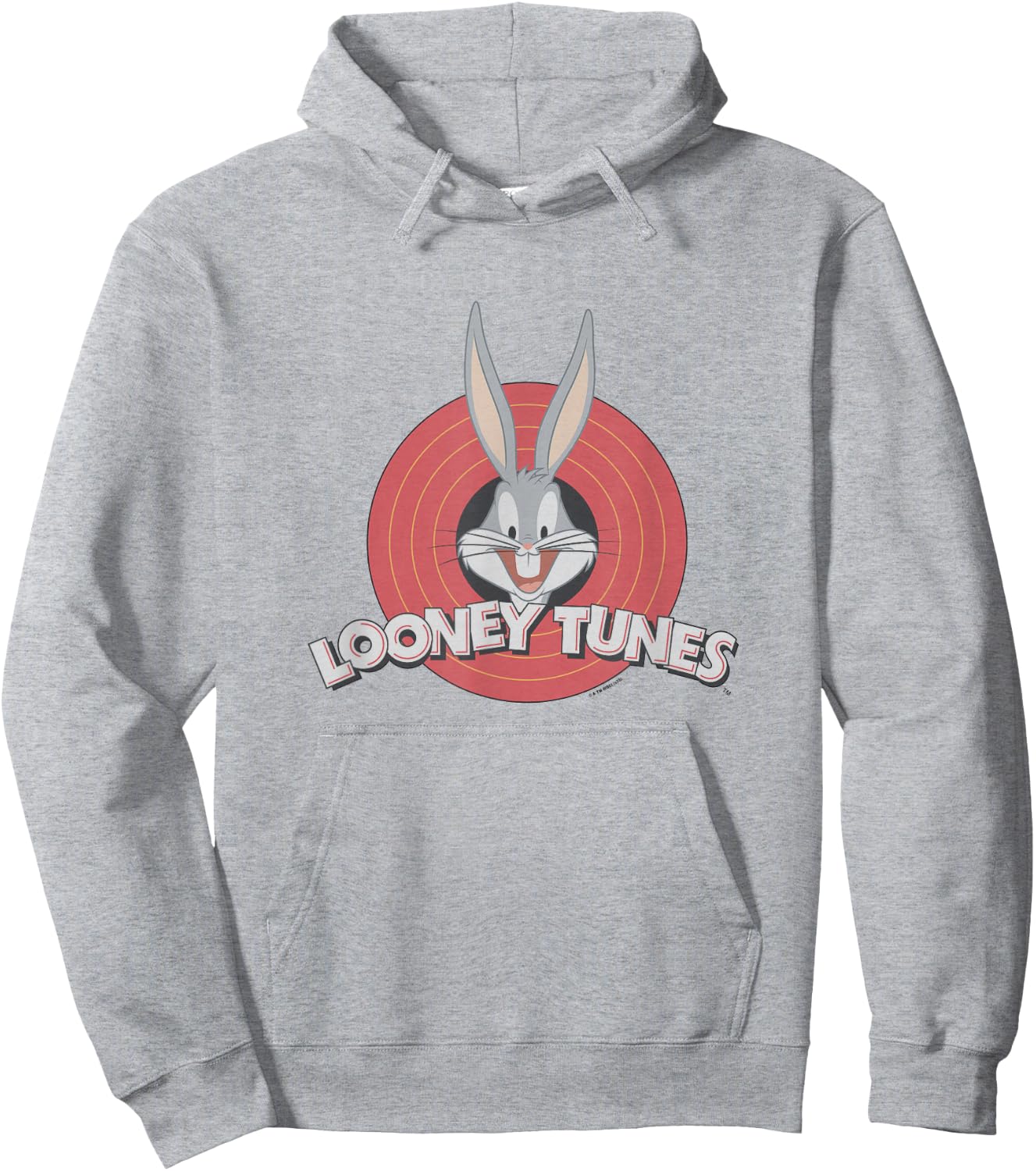 Looney Tunes Bugs Bunny Face Red Rings Portrait Retro Hoodie - Hoodie | Ash