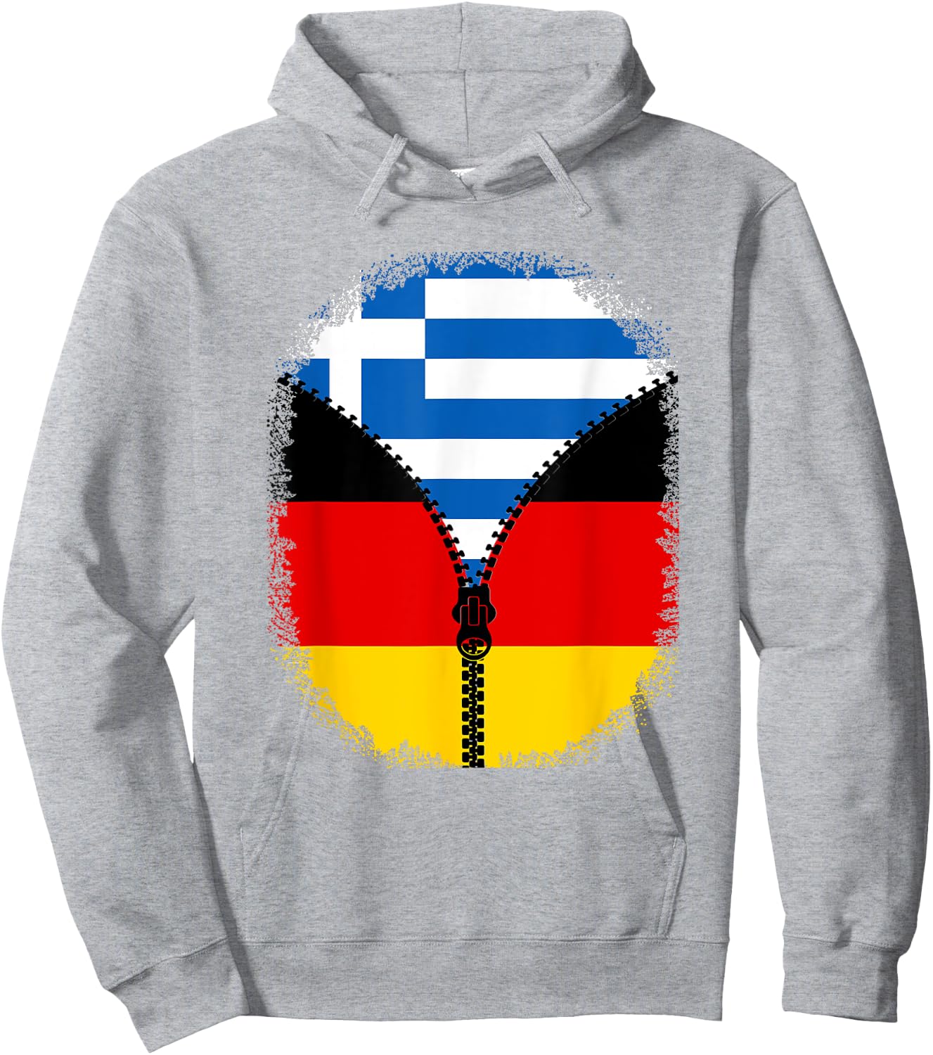 Griechenland Deutschland Flagge Griechisch Deutsch Reißverschluss Hoodie - Hoodie | Ash