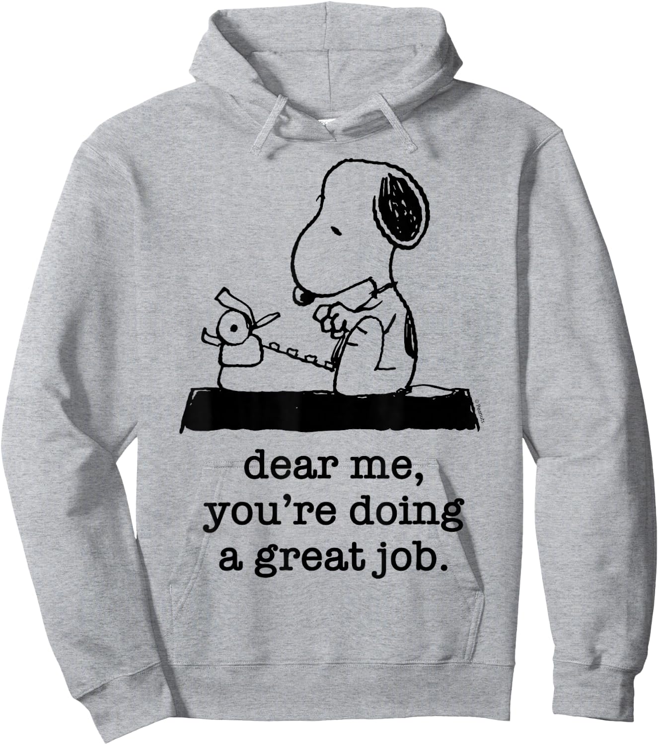 Peanuts - Snoopy Typewriter Dear Me You're Doing A Great Job , White Hoodie - Hoodie | Ash