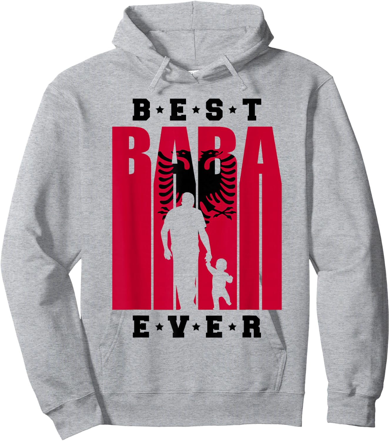 Men's Albania Baba with Baby 1st Father's Day Shqiptar Albanian Dad , White Hoodie - Hoodie | Ash