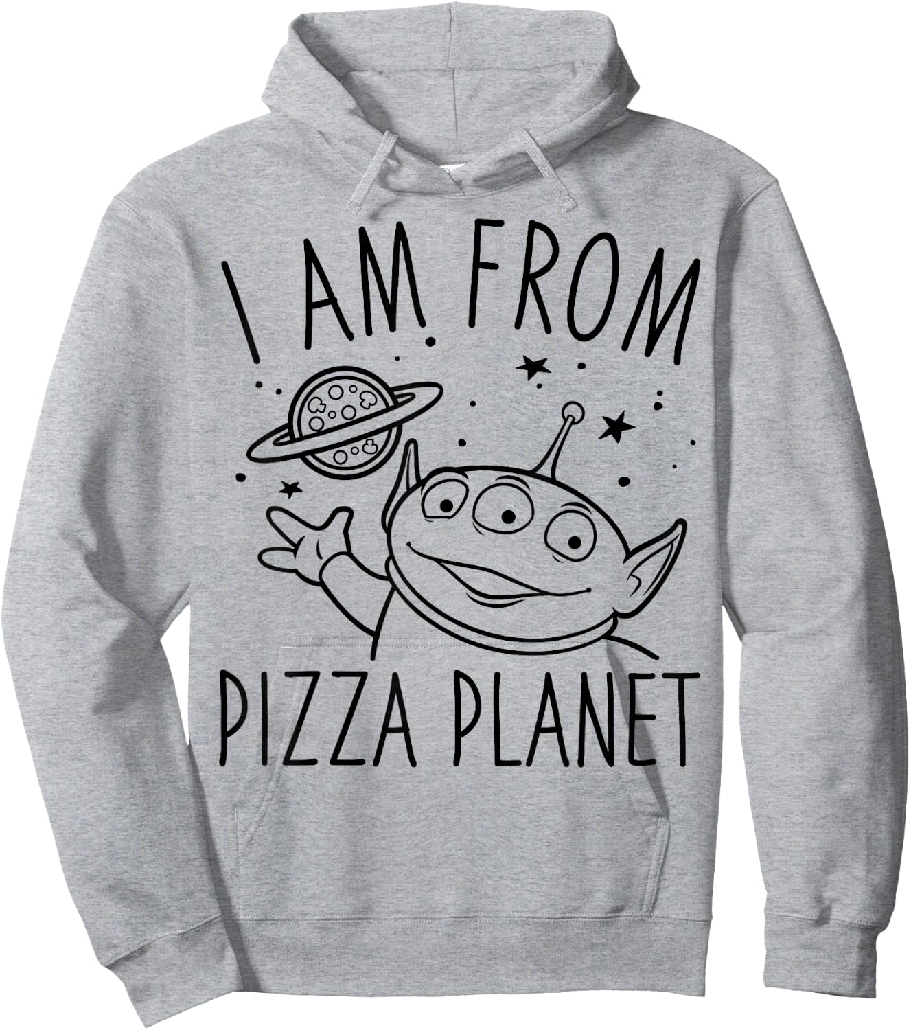 Disney Pixar Toy Story Alien I Am From Pizza Planet Line Art Hoodie - Hoodie | Ash