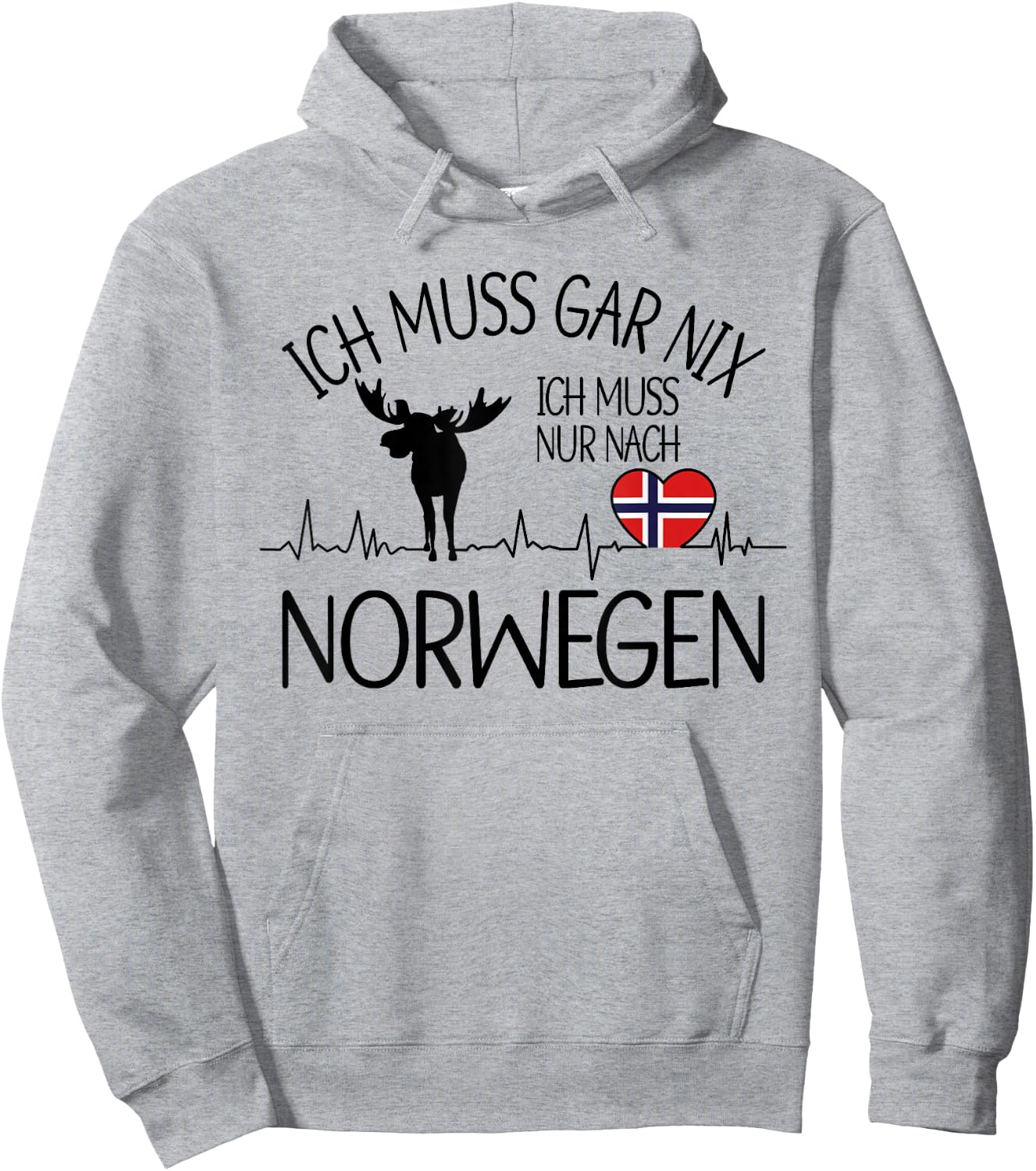 Skandinavien - Skandinavische Designs - Ich Muss Gar Nix Ich Muss Nur Nach Norwegen - Grau - - Kurzarm - - Small - Sommer - Norwegen- und Elchliebhaber Hoodie - Hoodie | Ash