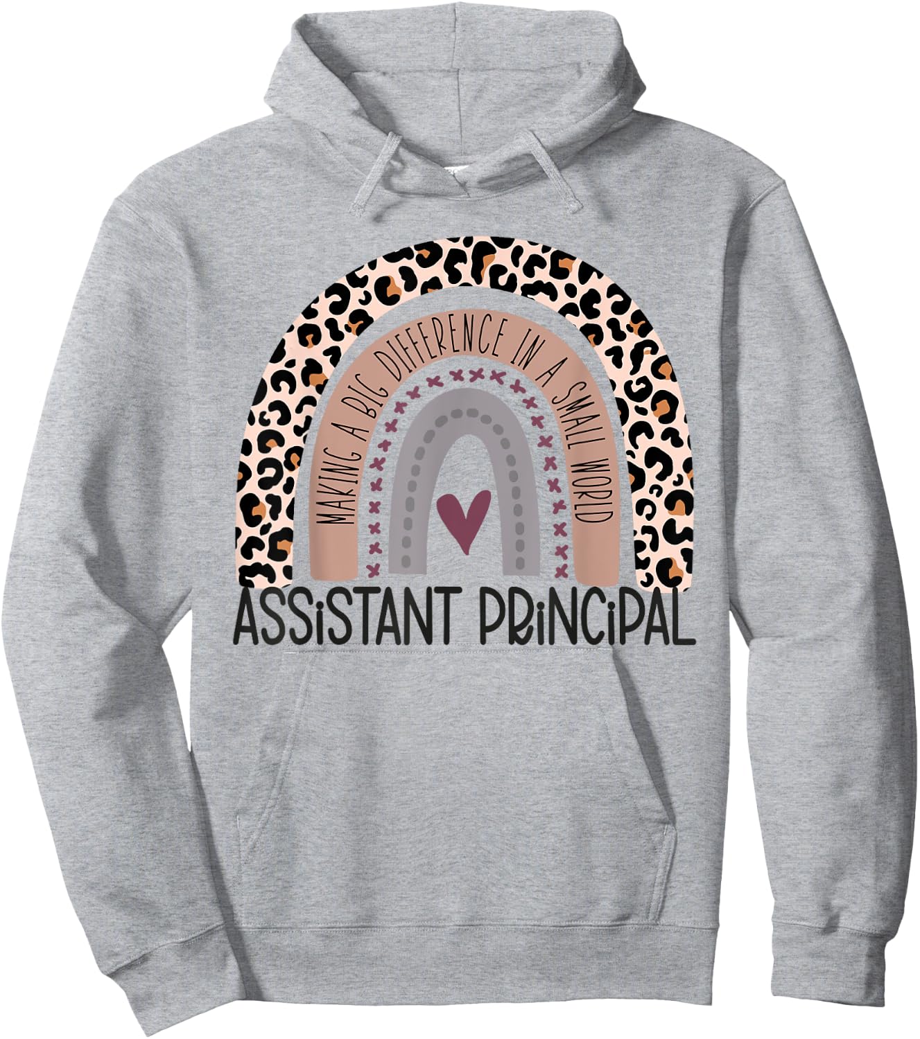 Assistant Principal Appreciation Leopard Print Rainbow Hoodie - Hoodie | Ash