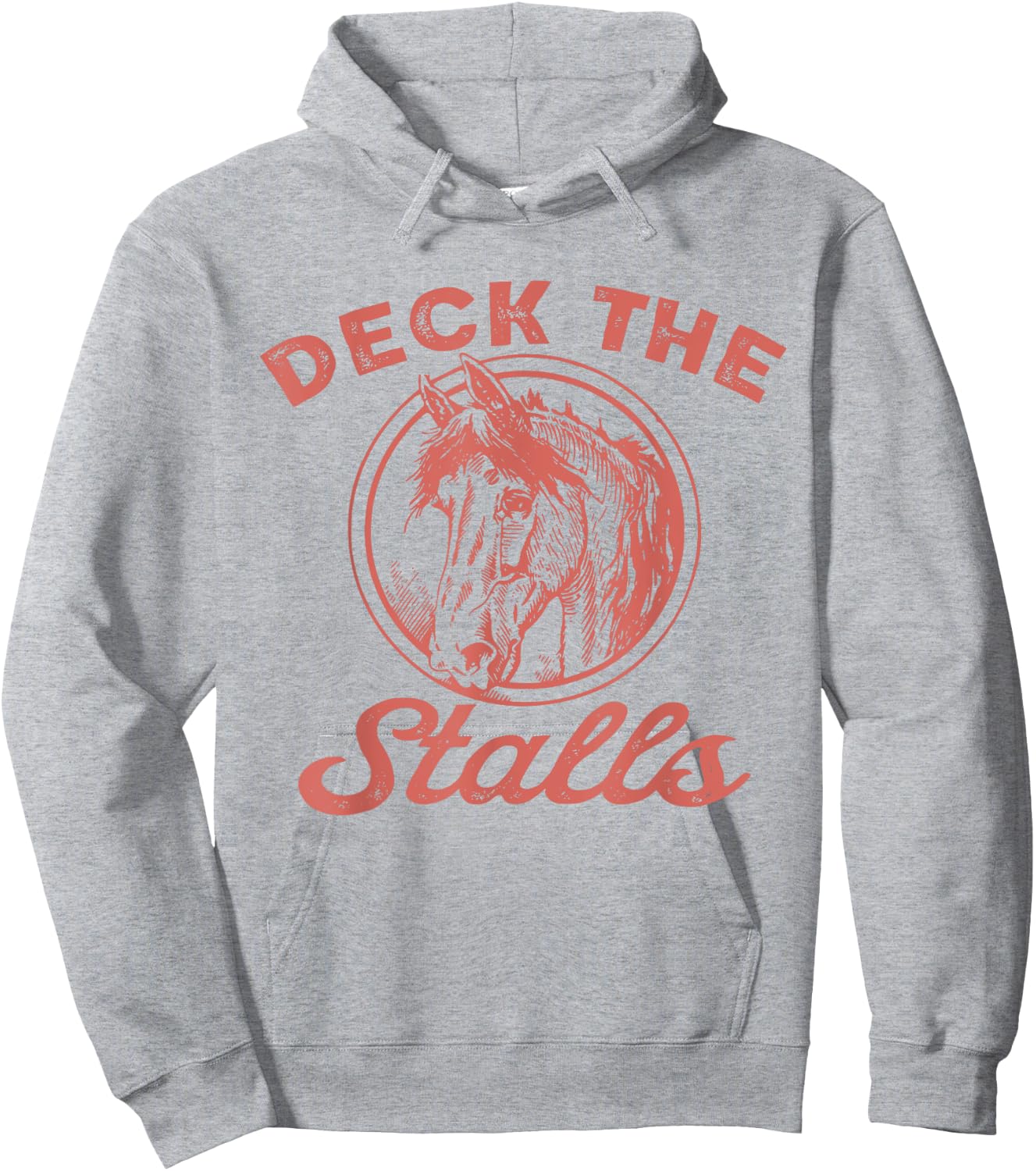 Horse Christmas Deck the Stalls Horse Xmas Horse Lover Xmas Hoodie - Hoodie | Ash