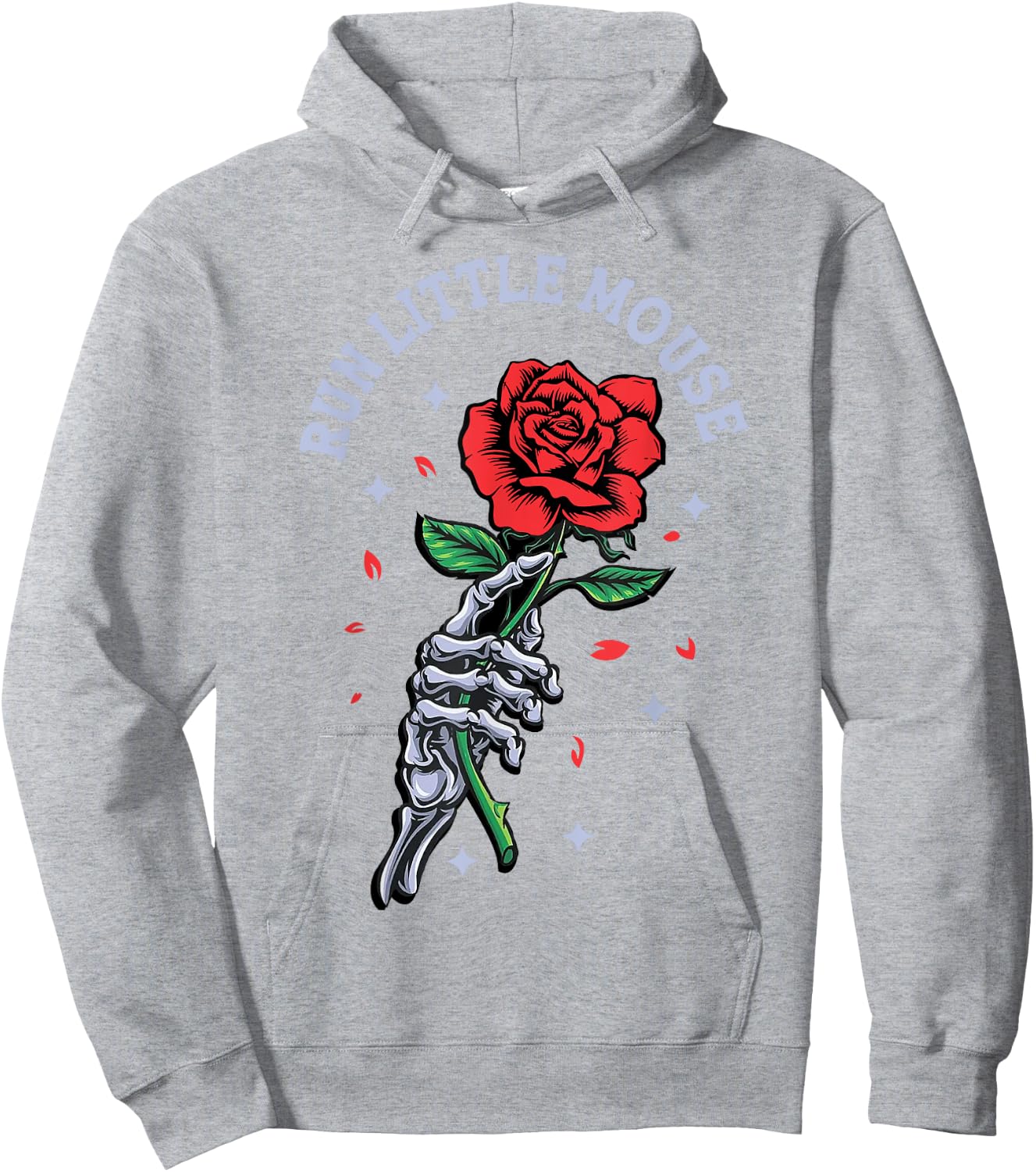 Run Little Mouse Skeleton Hand Rose Hoodie - Hoodie | Ash