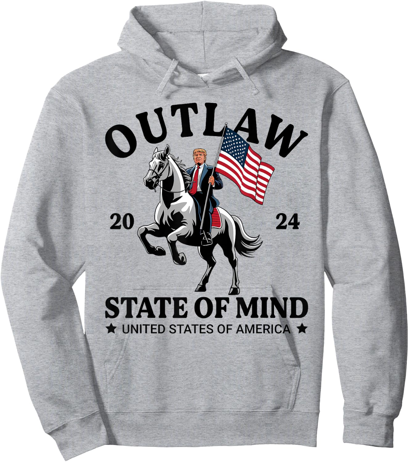 Outlaw State Of Mind Western Funny Trump Riding Horse Daddy Hoodie - Hoodie | Ash