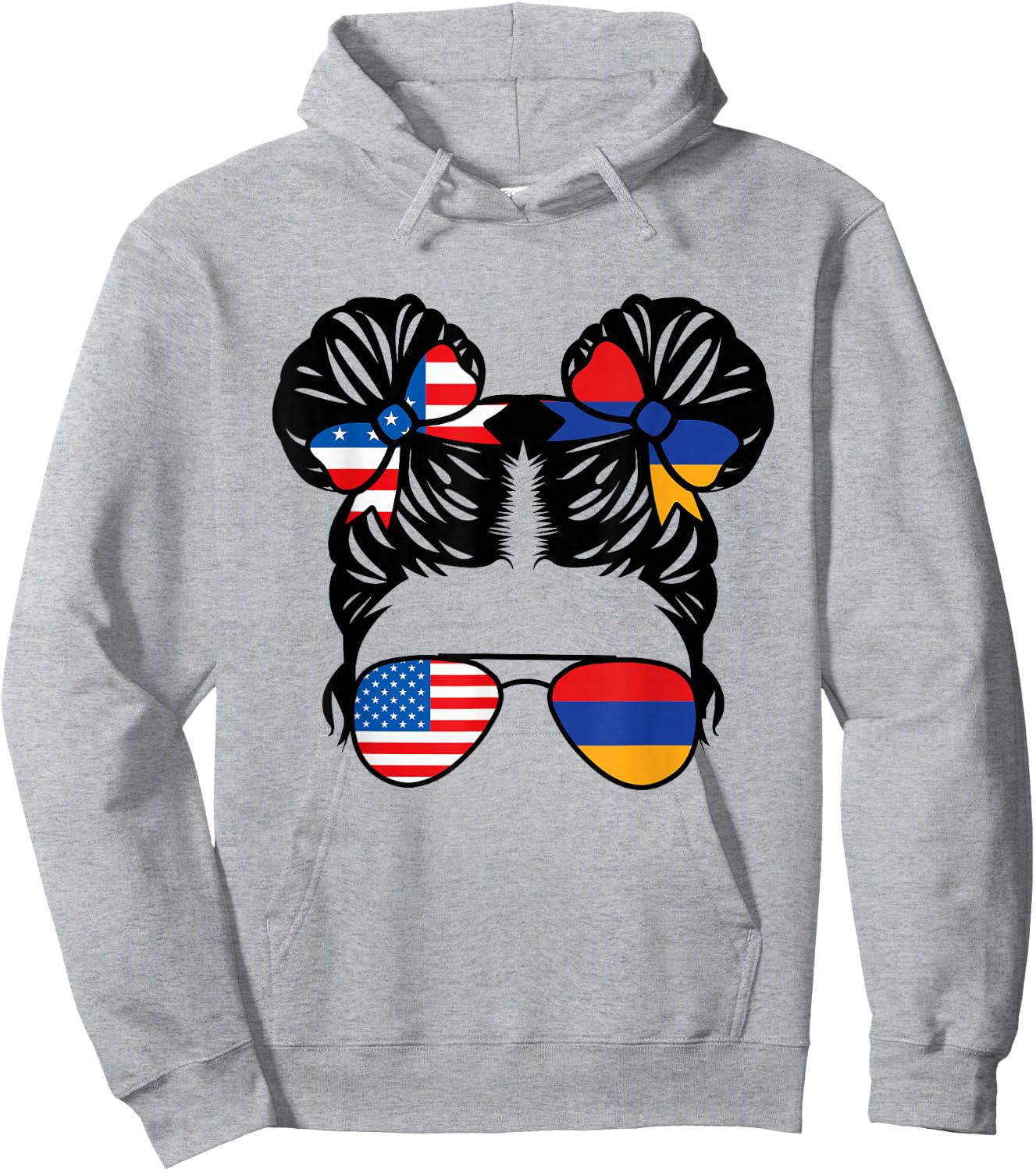 Half American Half Armenian Girl USA Armenia Flag Patriot Hoodie - Hoodie | Ash