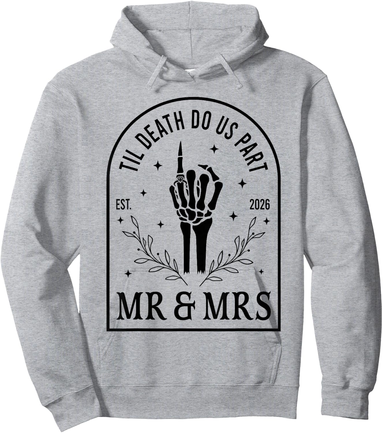 Mr & Mrs Til Death Do Us Part Est 2026 Gothic Halloween Hoodie - Hoodie | Ash