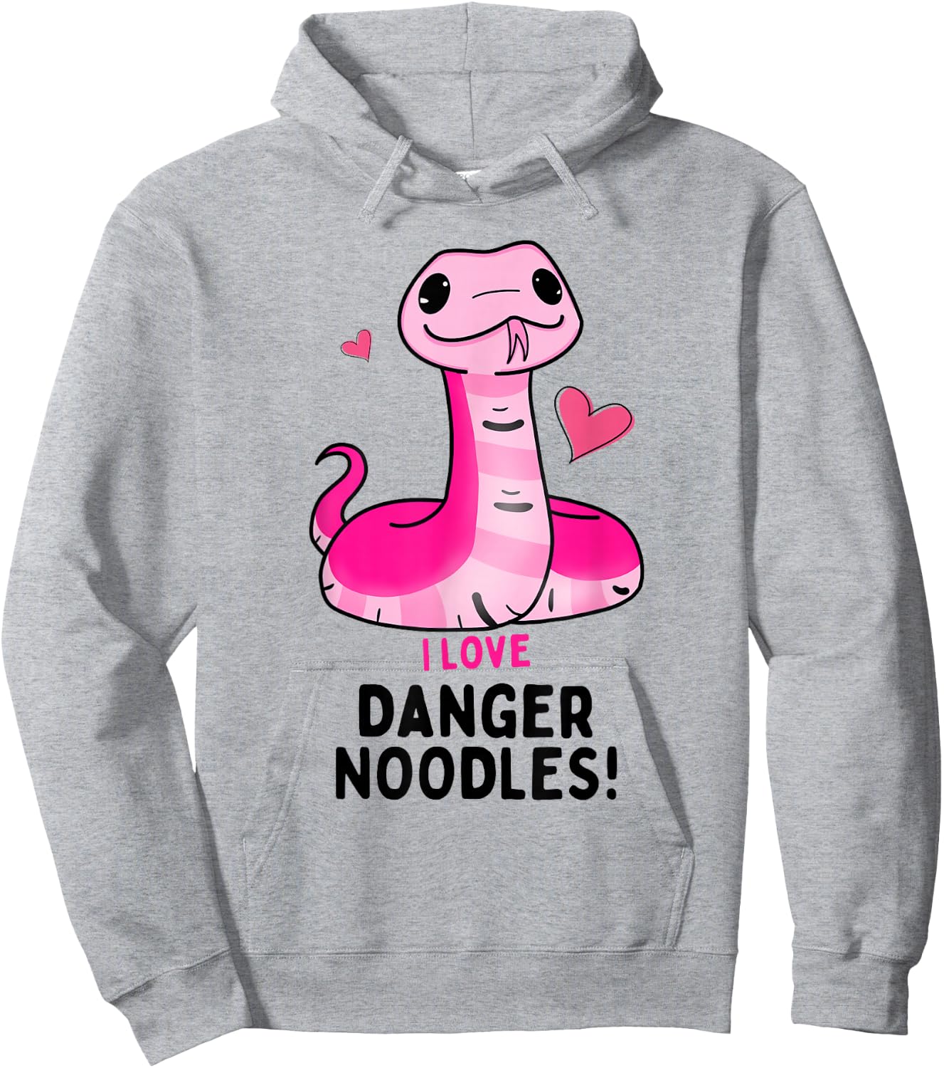 I Love Danger Noodles - Cute Kawaii Chibi Snake for Girls Hoodie - Hoodie | Ash