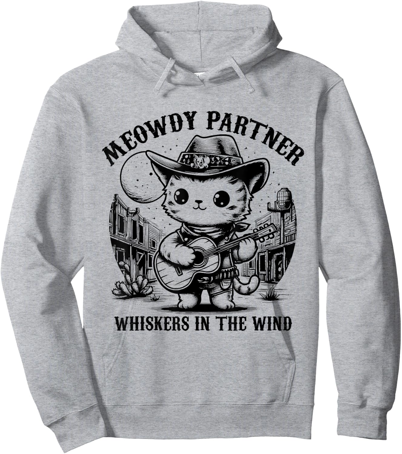 Meowdy! Partner Funny Country Music Cats Cowboy Hat Hoodie - Hoodie | Ash
