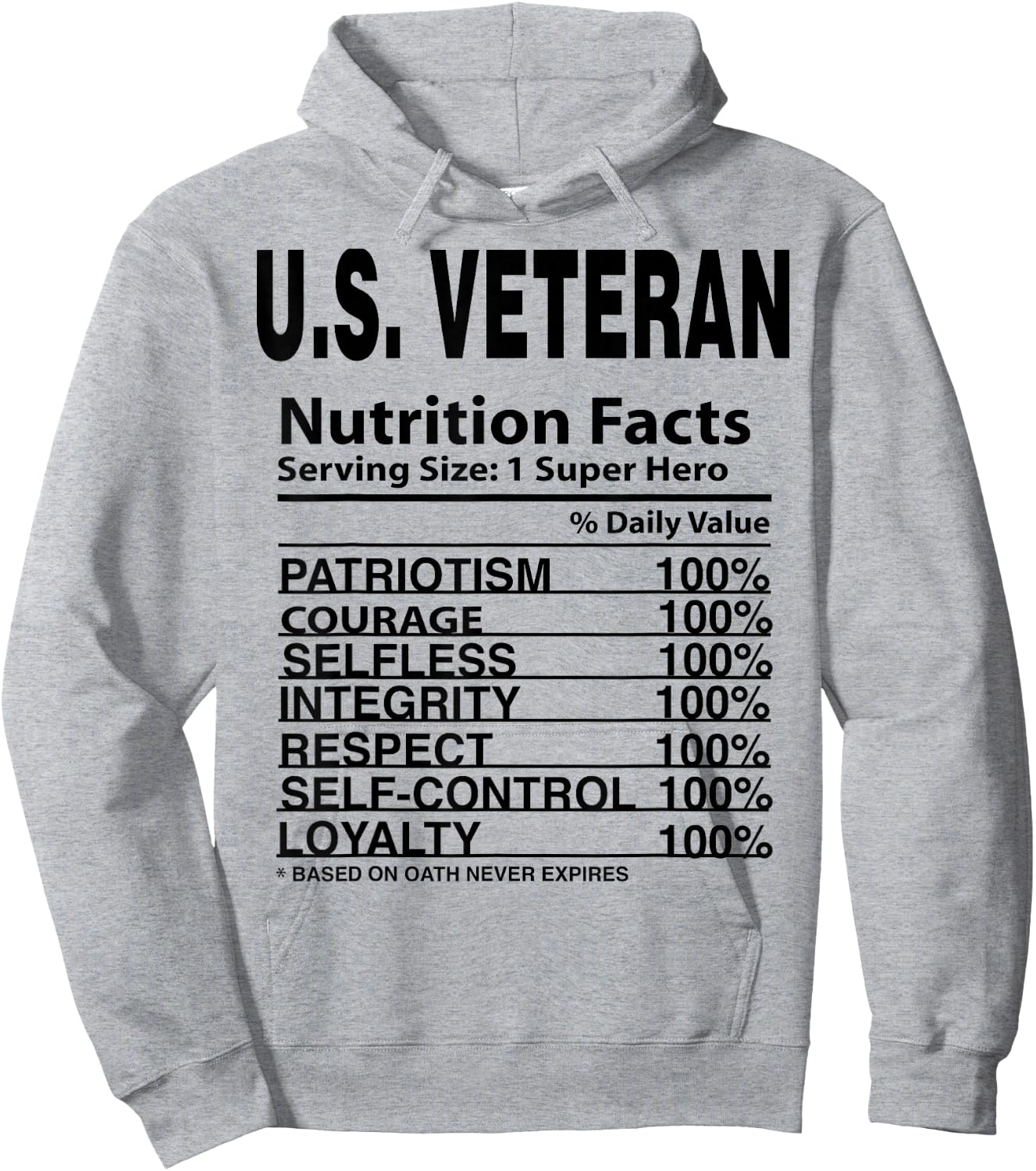 US Veteran Apparel & Women U.S. Vet Nutrition Facts Hoodie - Hoodie | Ash