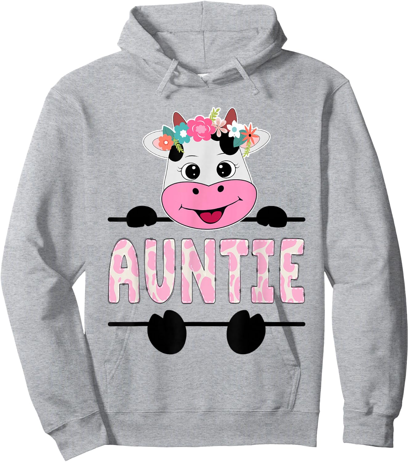 Auntie Of The Birthday Girl Cow Aunt Family Party Hoodie - Hoodie | Ash