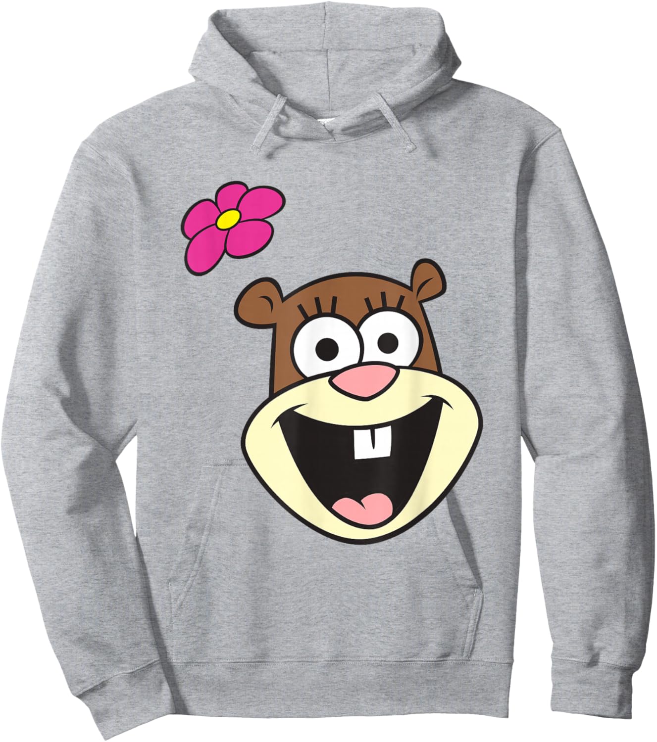 SpongeBob SquarePants Cheerful Sandy Cheeks Big Face , gray Hoodie - Hoodie | Ash