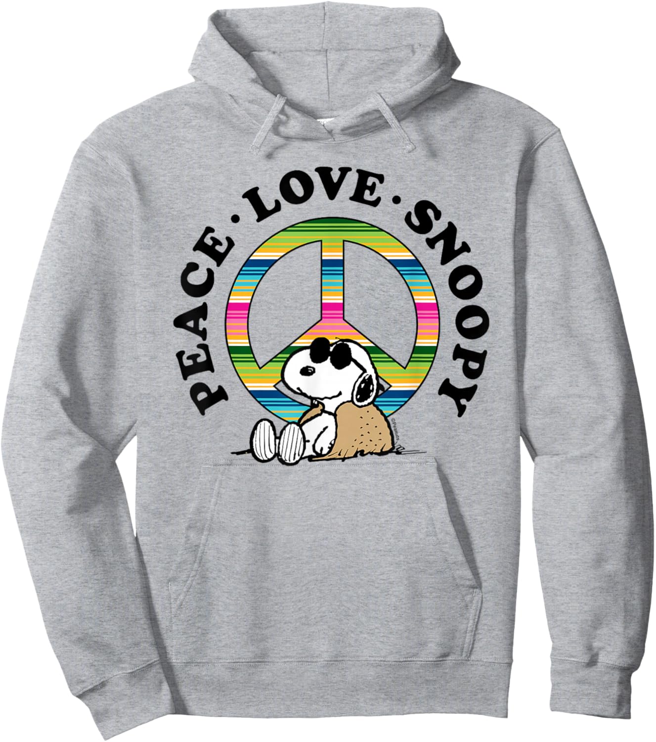 Peanuts Peace Love Snoopy Hoodie - Hoodie | Ash