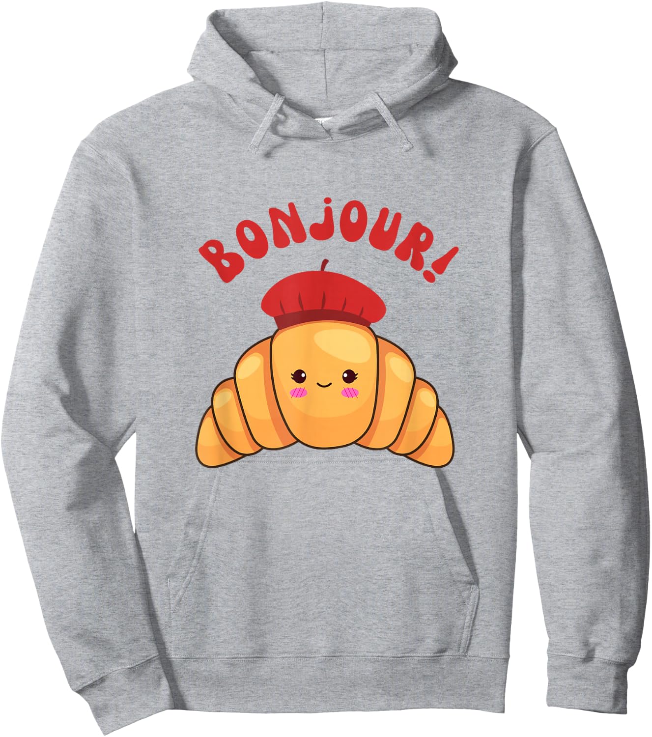 Bonjour Cute Croissant France Girls French Accents Funny Hoodie - Hoodie | Ash