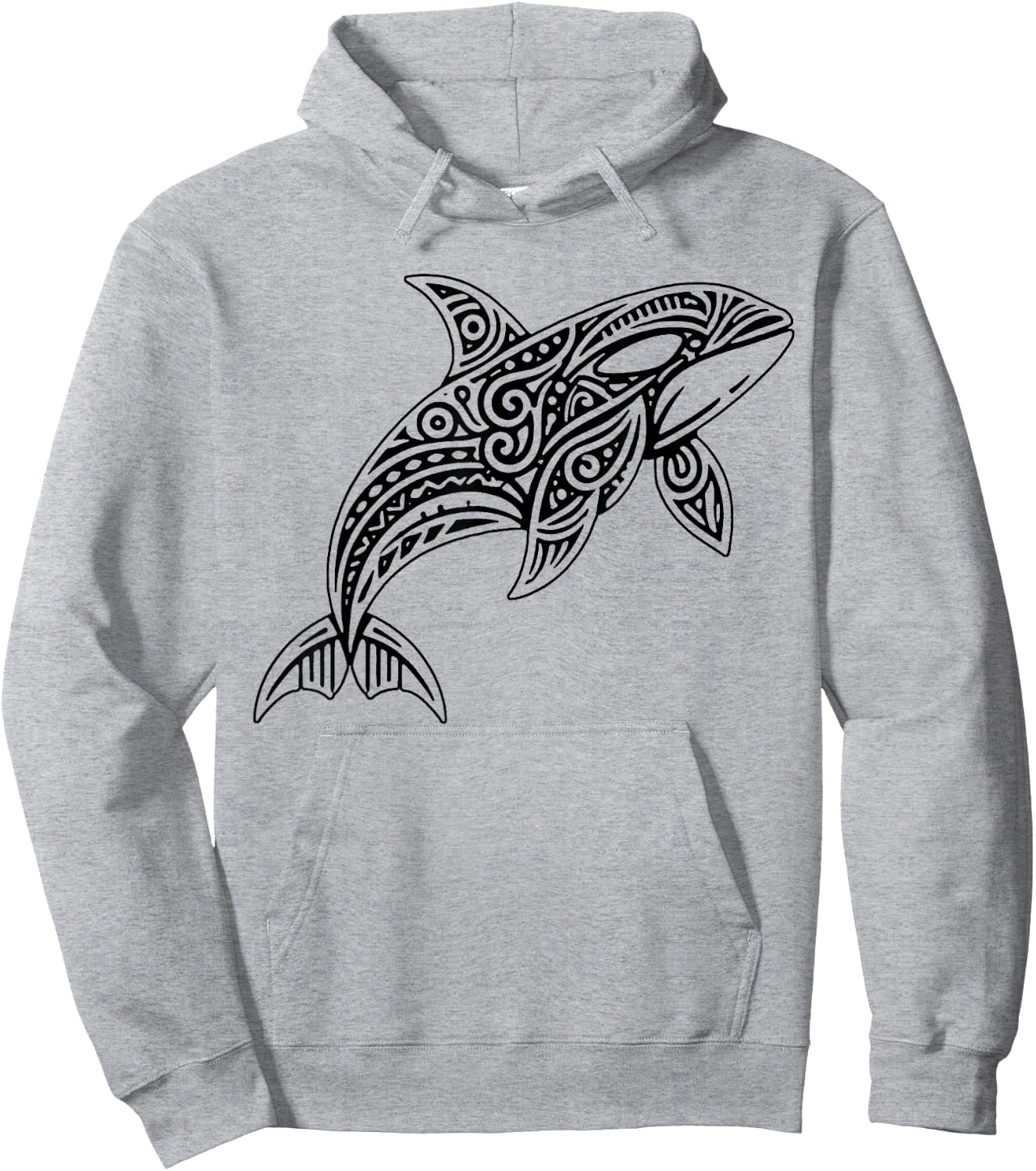 Tribal Orca Whale Hawaiian Maori Tattoo Ocean Art Design Hoodie - Hoodie | Ash