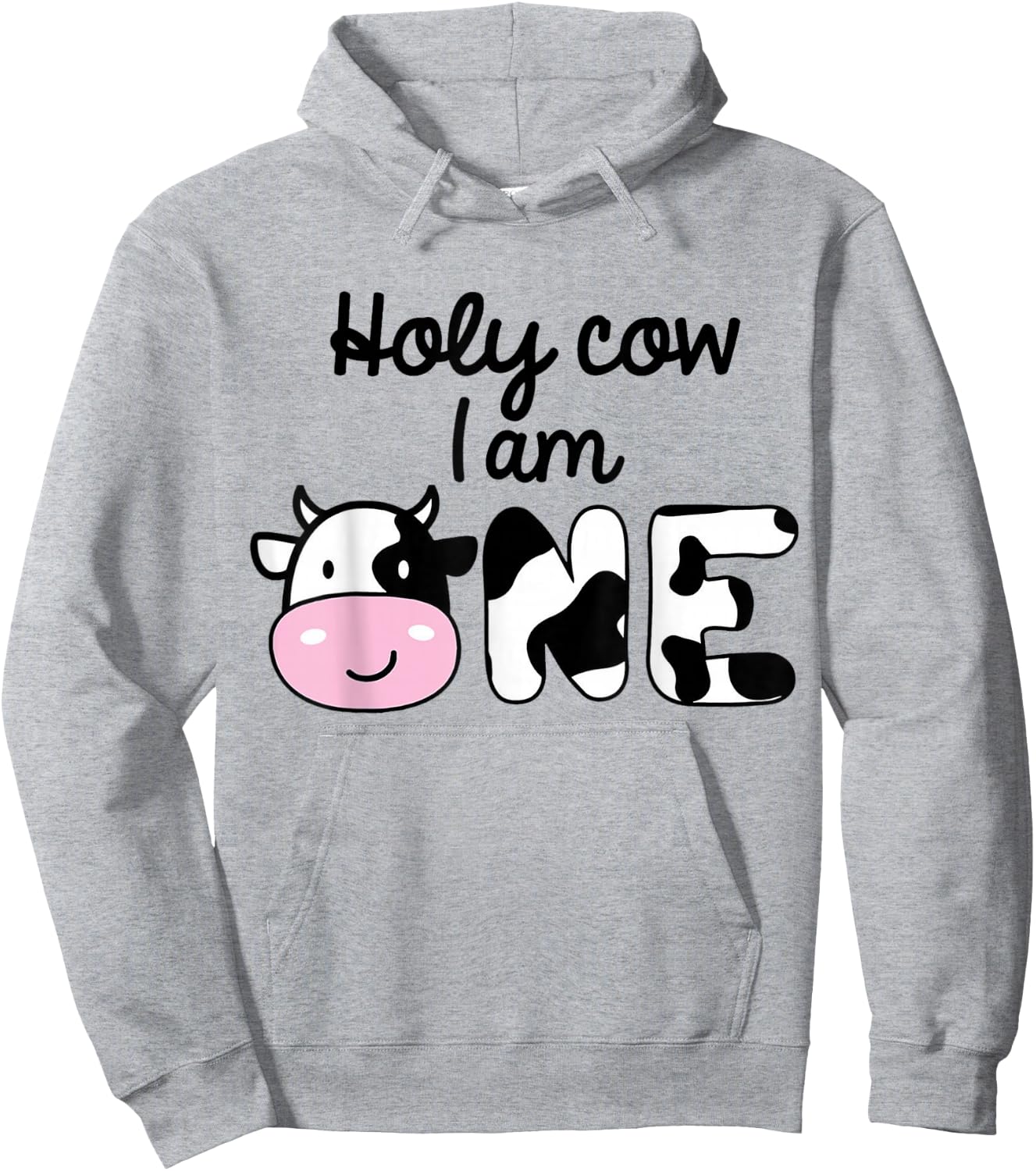 Kids 1st Birthday Holy Cow I Am One Toddler Boy Son Matching Hoodie - Hoodie | Ash