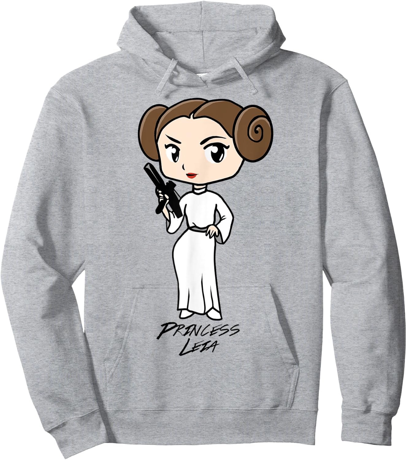 Star Wars Princess Leia Cartoon Portrait , white, S Hoodie - Hoodie | Ash