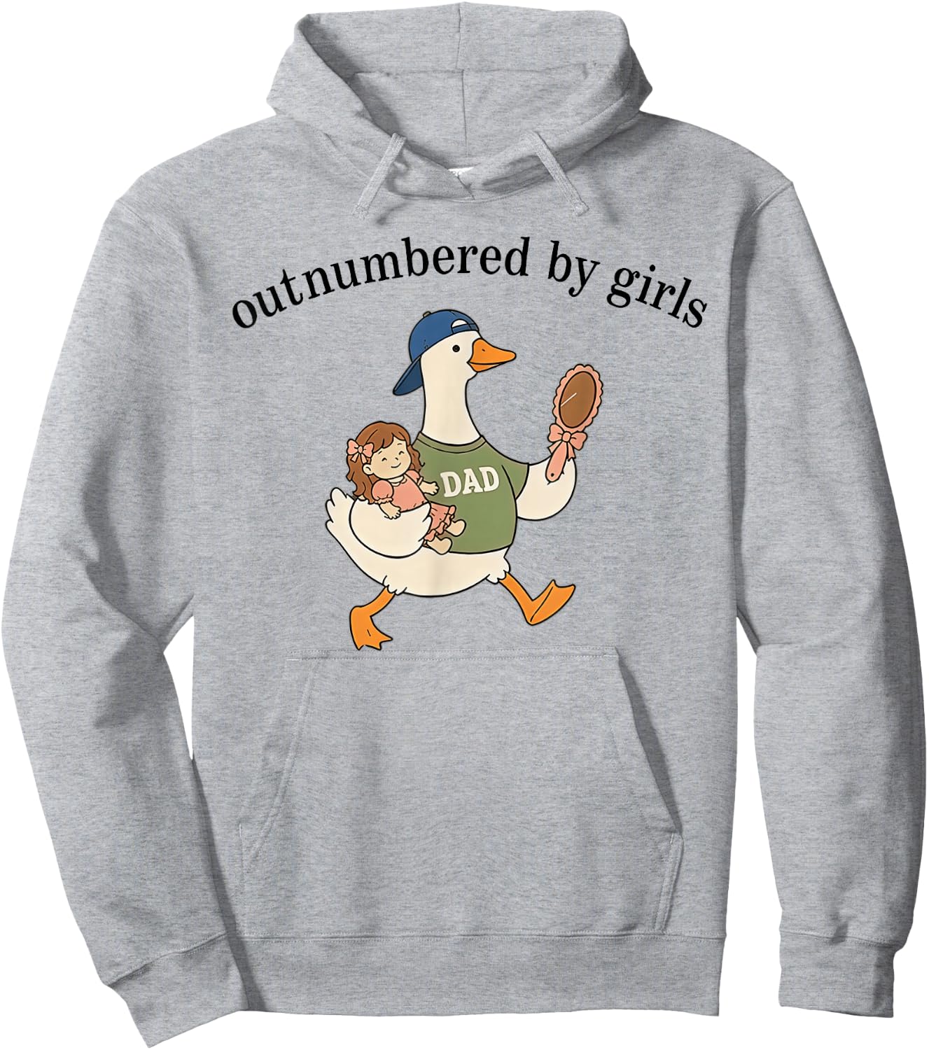 Outnumbered By Girls Goose Dad Father's Day Hoodie - Hoodie | Ash