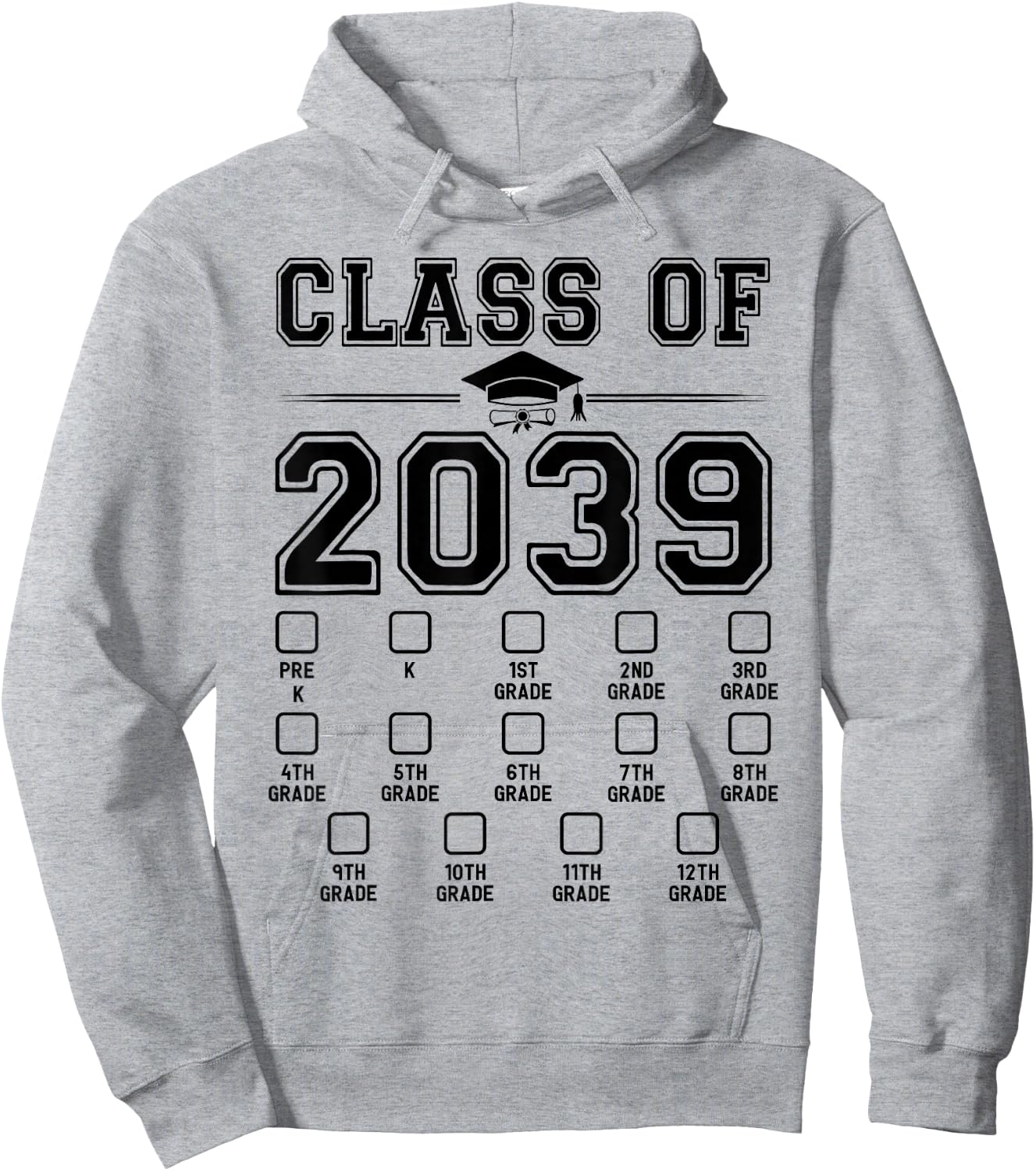 Class of 2039 Grow With Me Pre-K To 12th Grade Checklist Hoodie - Hoodie | Ash