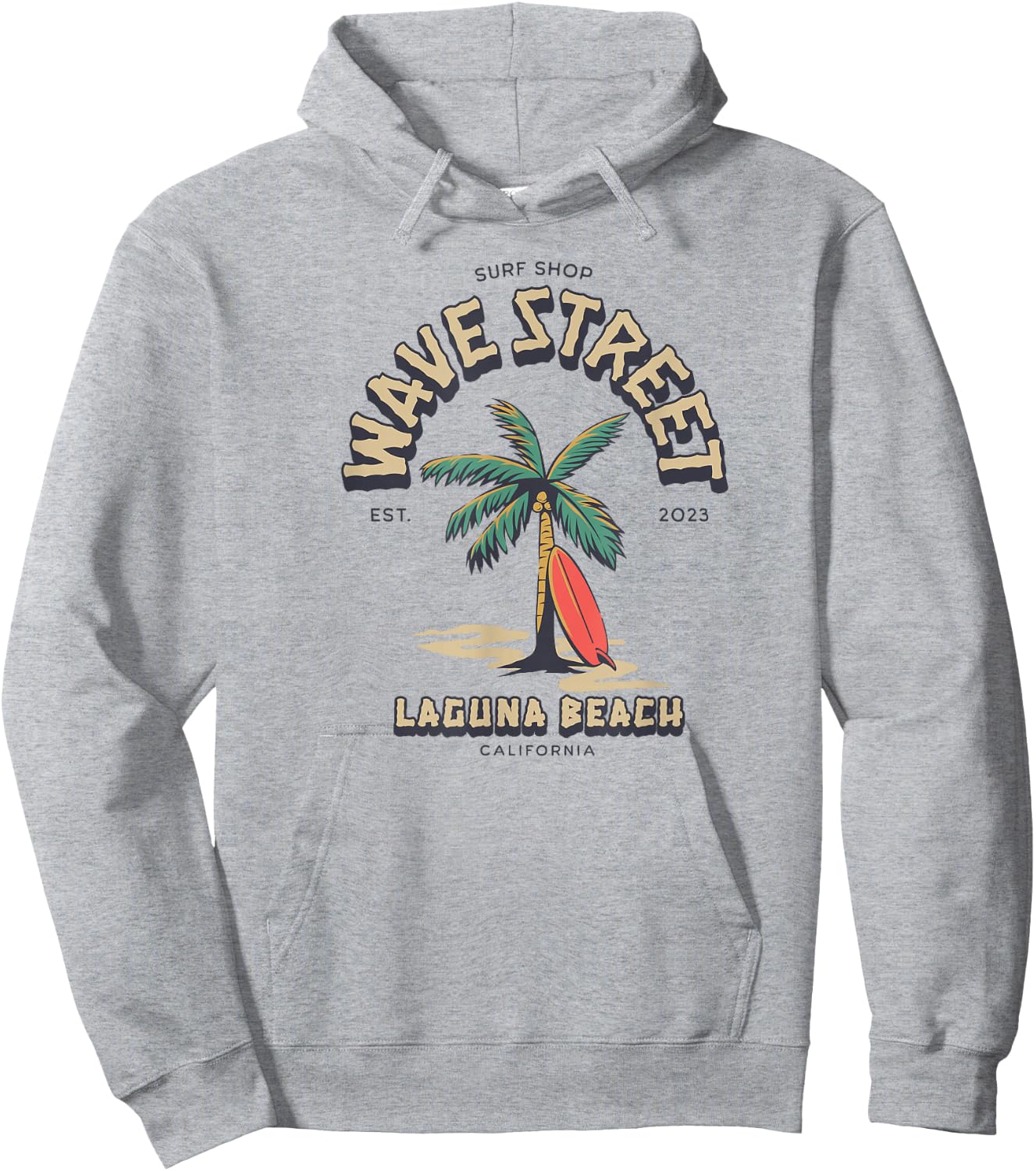 Wave Street Surf Shop Surfboard Logo Hoodie - Hoodie | Ash