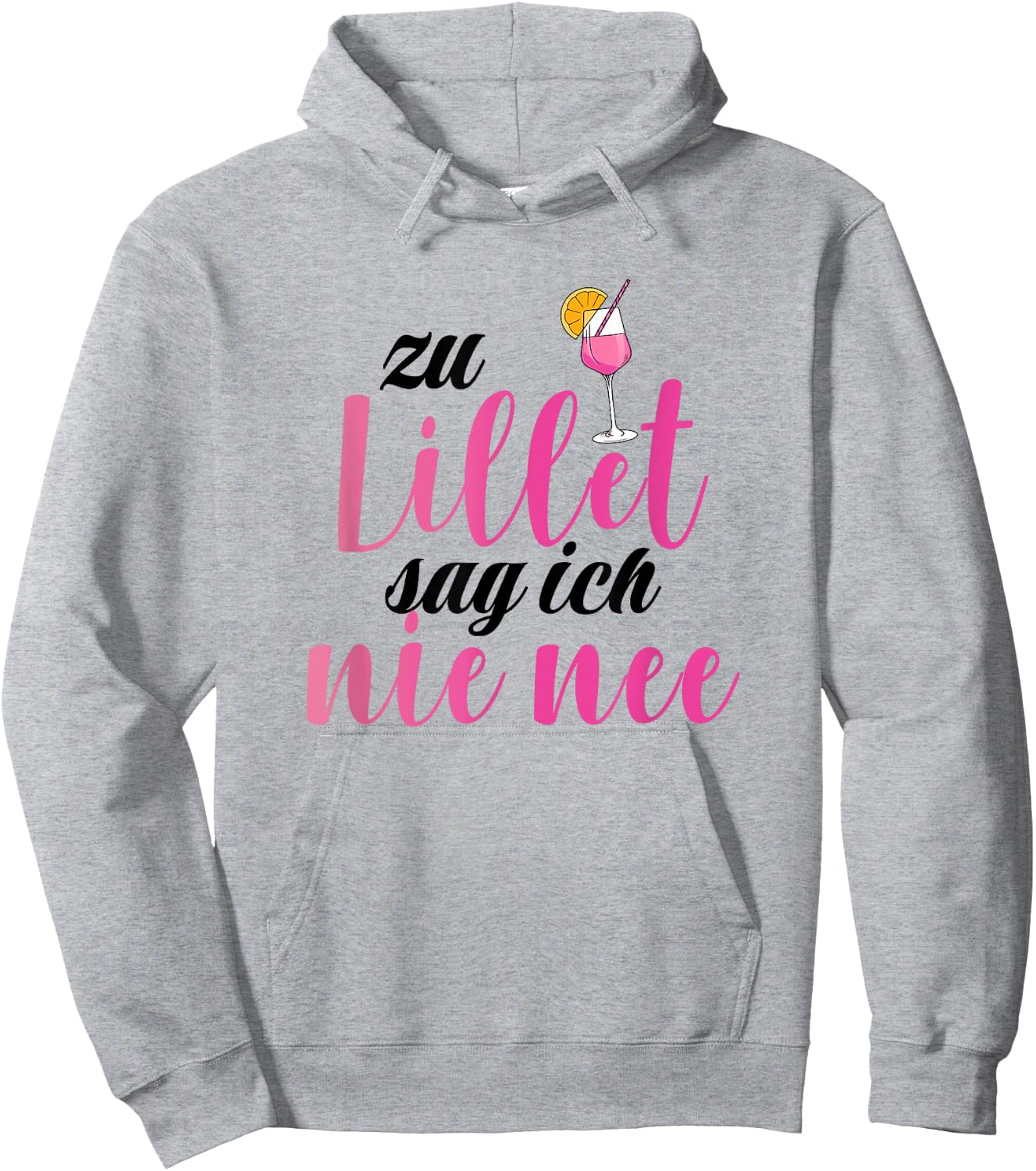Lillet with German Text "Zu Lillet sag ich nie nee" [German Language], White, s Hoodie - Hoodie | Ash