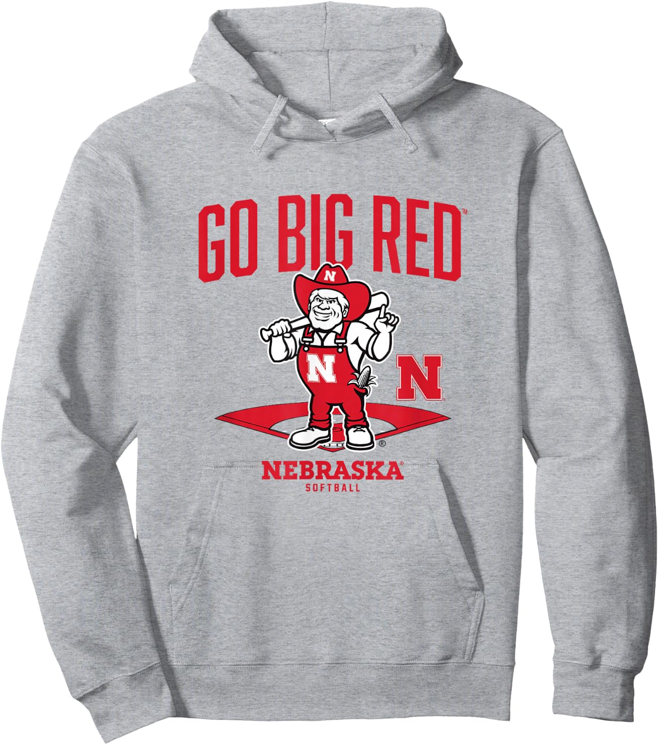 Nebraska Softball: Mascot Diamond Hoodie - Hoodie | Ash