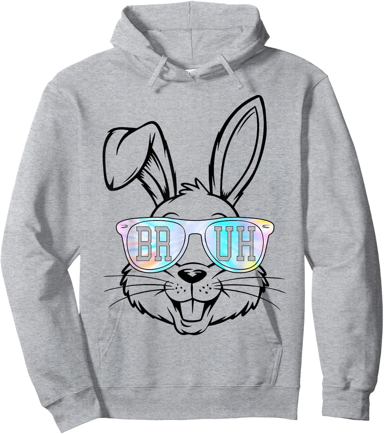 Tie Dye Bunny Rabbit Sunglasses Bruh Easter Boys Teens Kids Hoodie - Hoodie | Ash