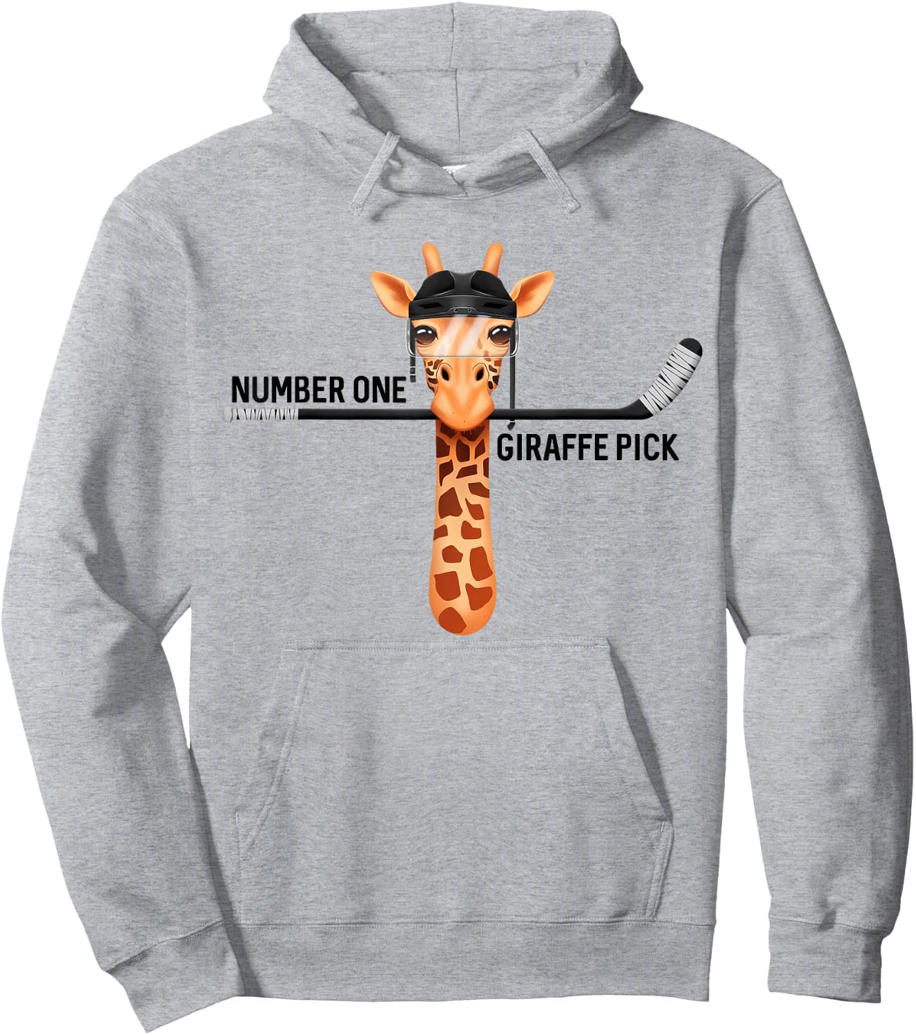 Number One Giraffe Pick Funny Hockey Giraffe Hoodie - Hoodie | Ash