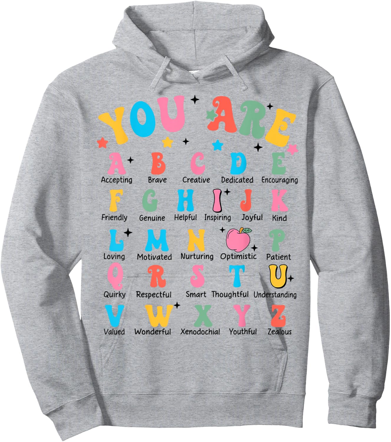 Alphabet Elementary School Kindergarten Teachers Students Hoodie - Hoodie | Ash
