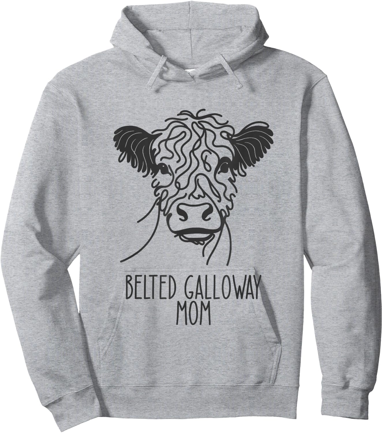 Line Art Best Cow Mom Women's Galloway with Belt Hoodie - Hoodie | Ash