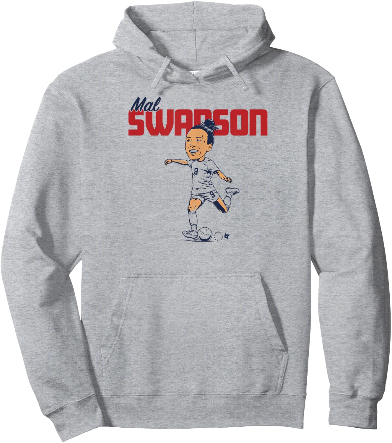 Mal Swanson: Caricature - USWNT Players Association Soccer Hoodie - Hoodie | Ash