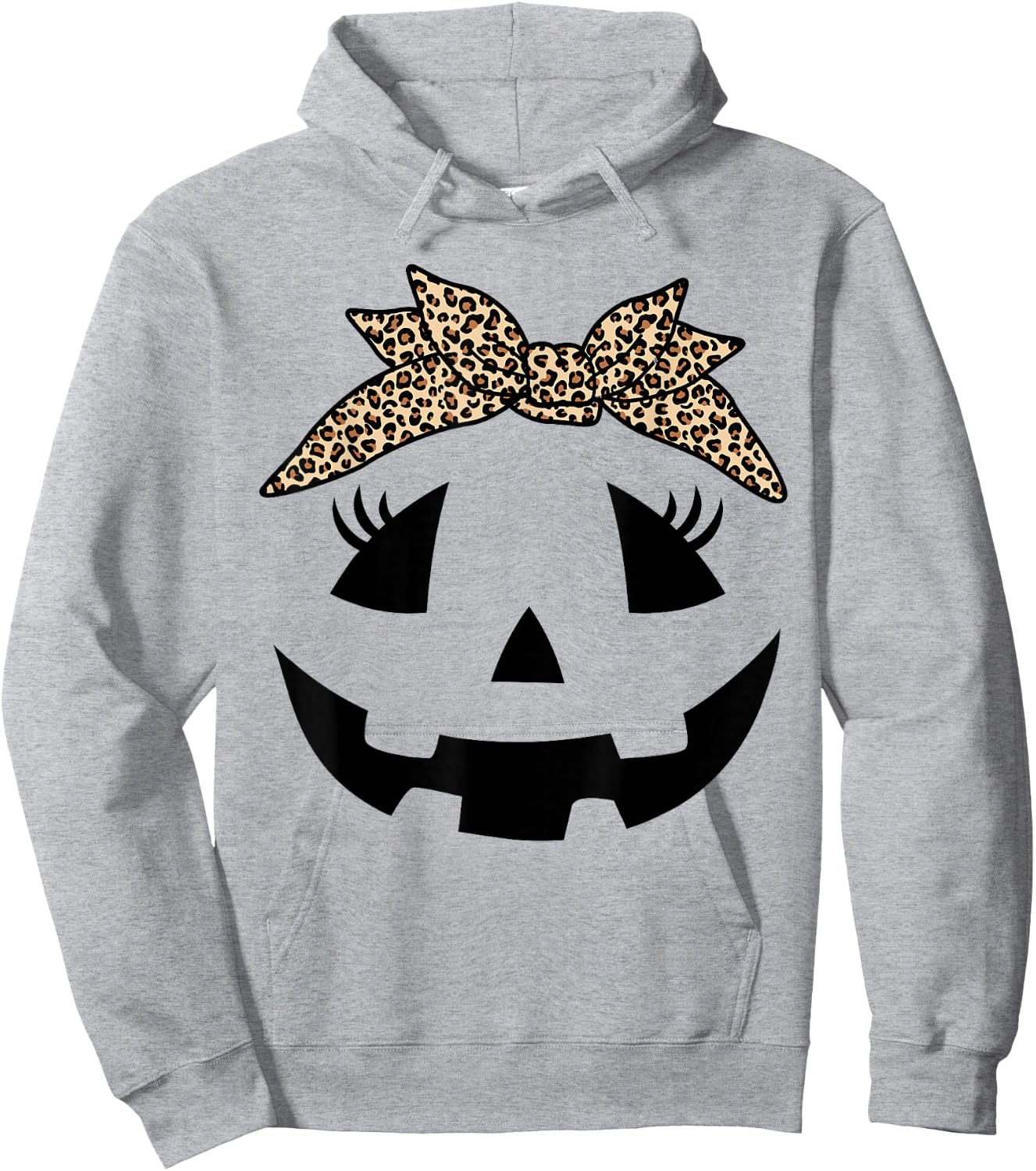 Jack O Lantern Pumpkin Leopard face for Girls Halloween Hoodie - Hoodie | Ash
