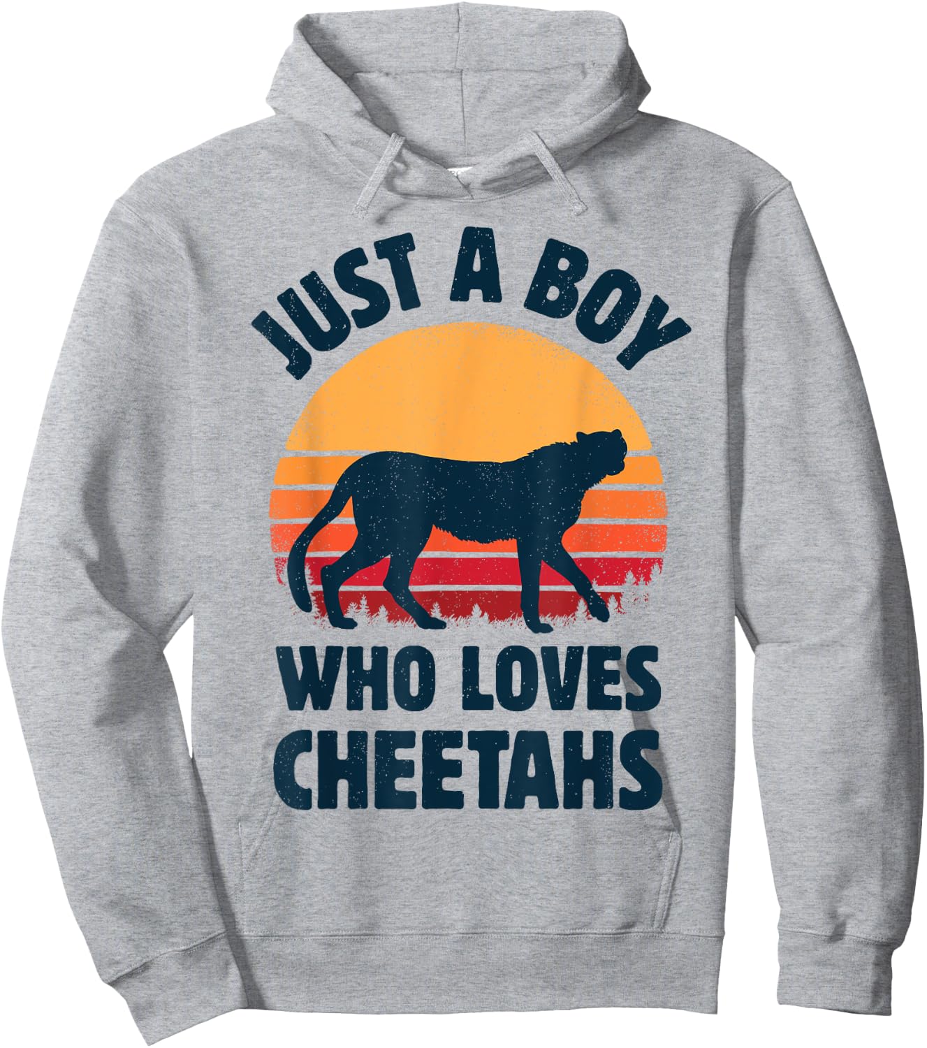 Cheetah Just A Boy Who Loves Cheetahs Retro Vintage Sunset Hoodie - Hoodie | Ash