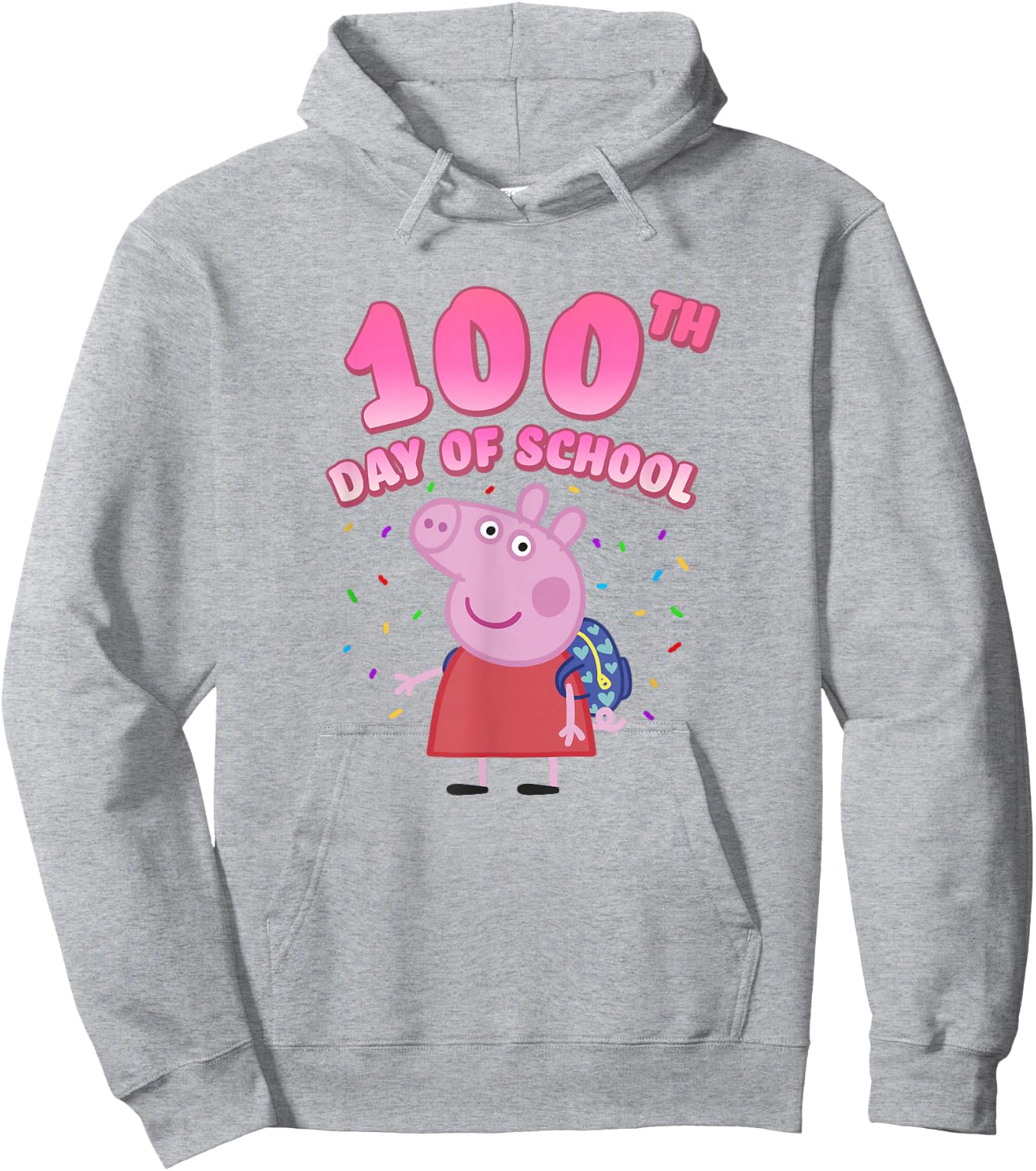 Peppa Pig 100th Day Of School Celebration Confetti Hoodie - Hoodie | Ash