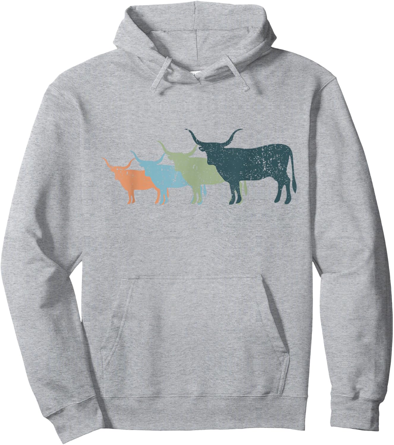 Cow Mom & Dad Silhouette - Cattle Vintage Texas Longhorn Hoodie - Hoodie | Ash