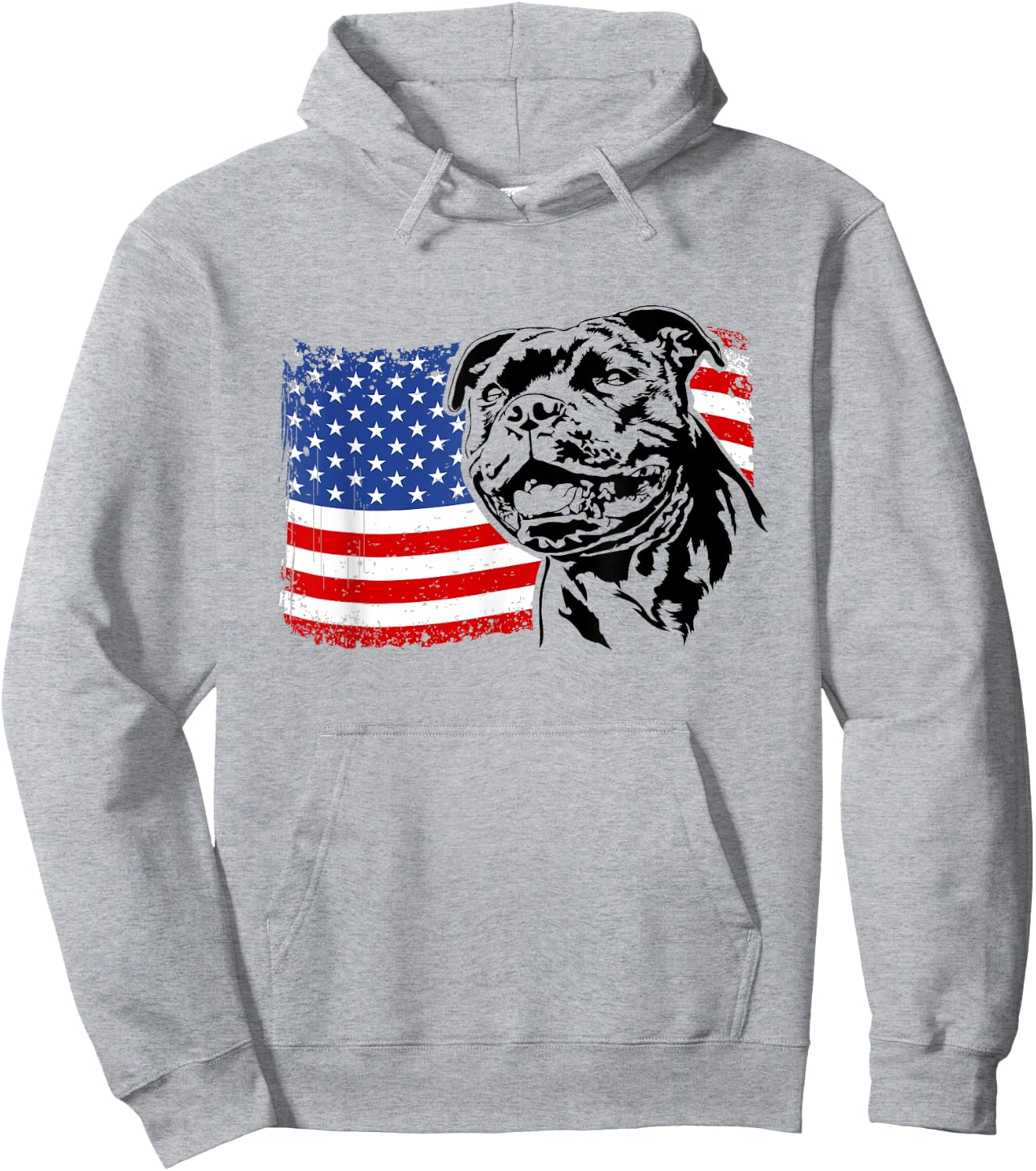 Proud Staffordshire Bull Terrier American Flag patriotic dog Men Women Hoodie - Hoodie | Ash