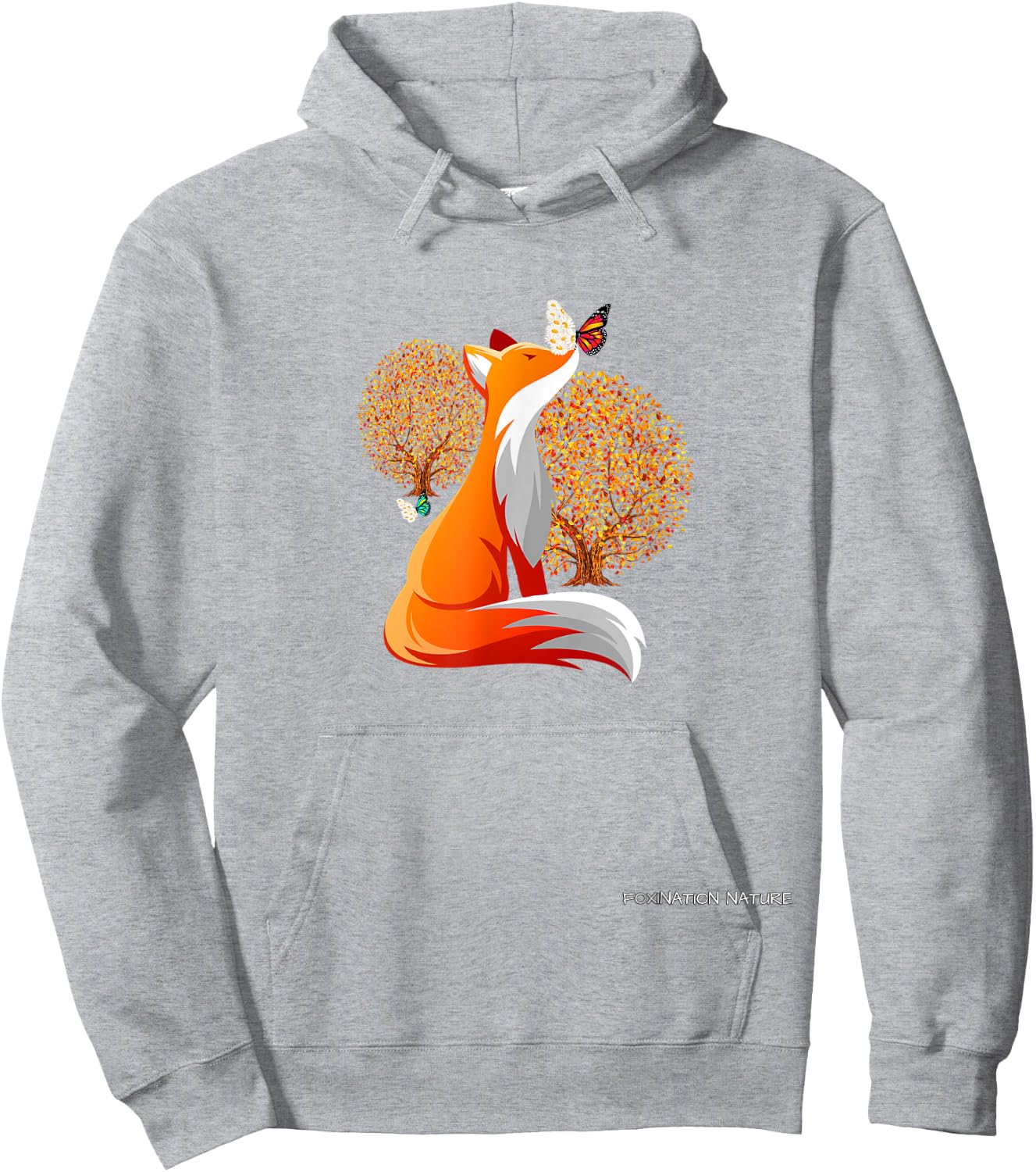 Foxination Nature, autumn with fox and butterflies Hoodie - Hoodie | Ash