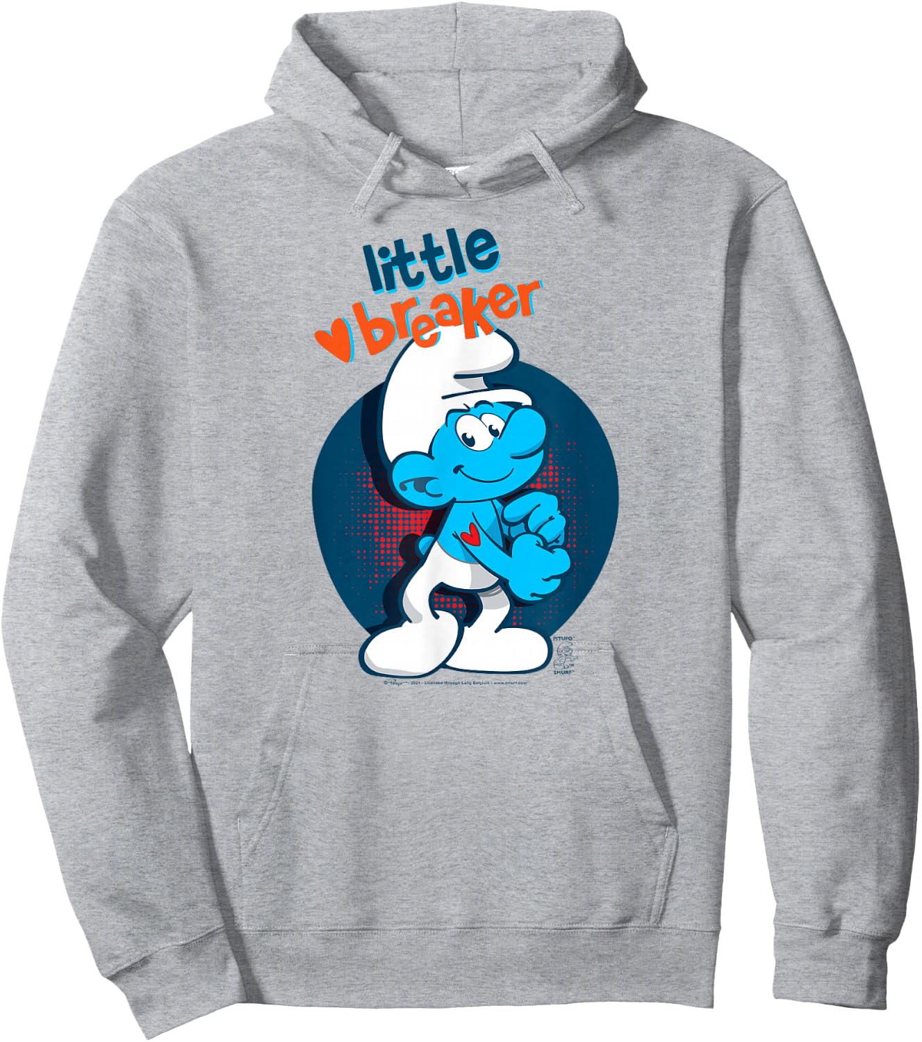 The Smurfs Hefty Smurf Little Heart Breaker Hoodie - Hoodie | Ash