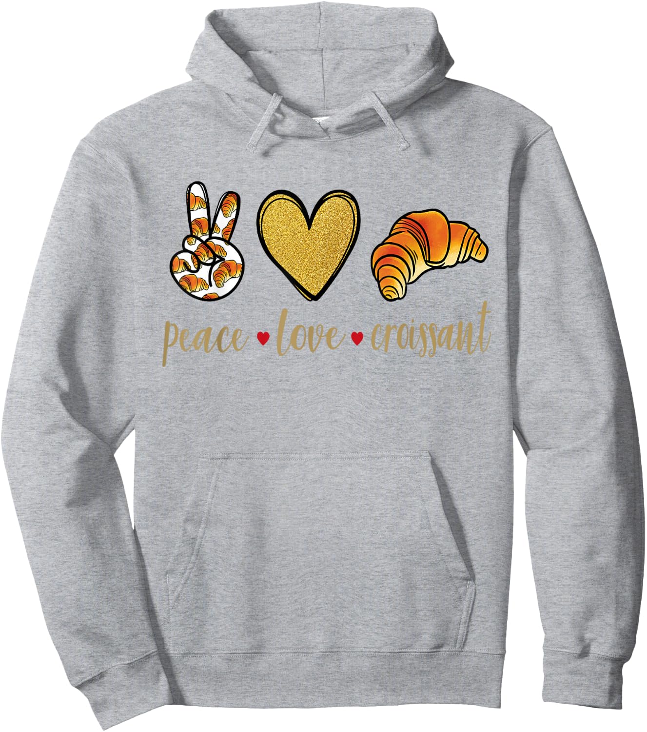 Peace Love Croissant - Französisch Bäckerei Croissant Hoodie - Hoodie | Ash