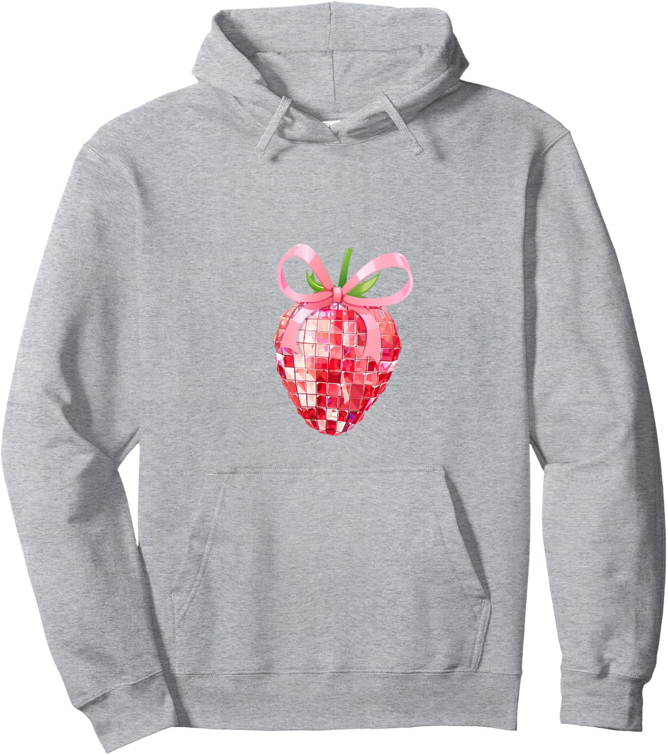Pink Bow Coquette Aesthetics Y2K Strawberry Girls Ladies , White Hoodie - Hoodie | Ash