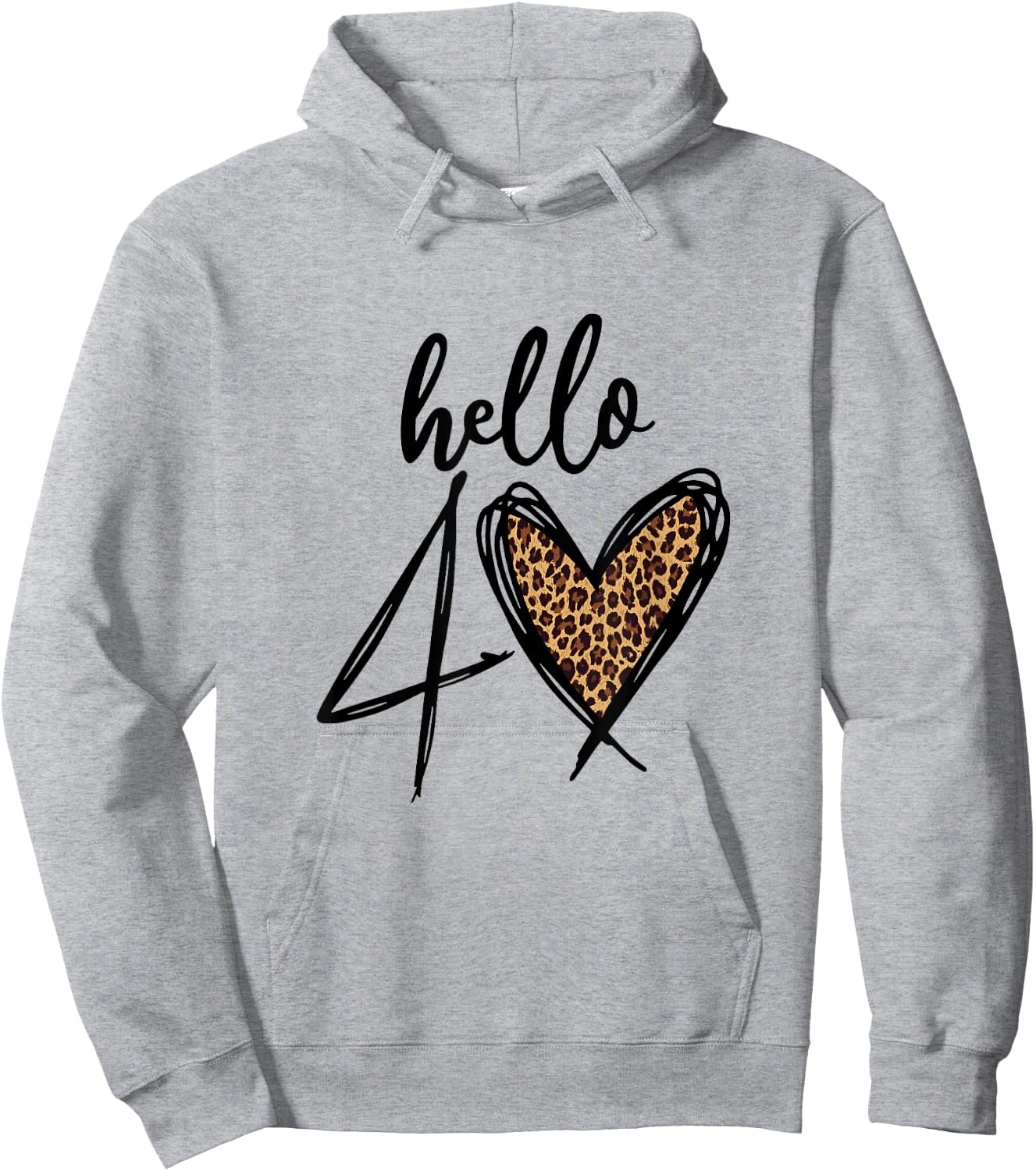 Hello 40 Years Leopard Heart 40th Birthday Party Women Gift , White Hoodie - Hoodie | Ash