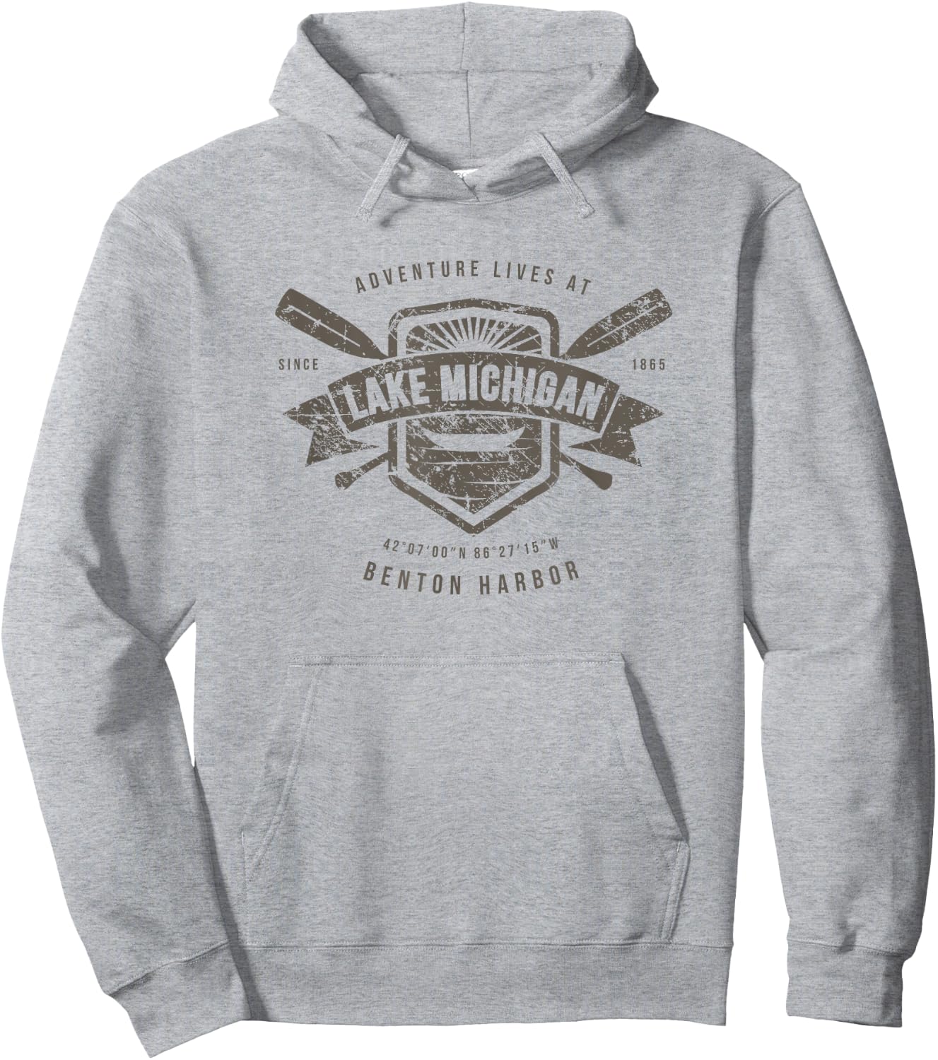 Lake Michigan Benton Harbor Shirt, Fishing Boat Camping Gift Hoodie - Hoodie | Ash