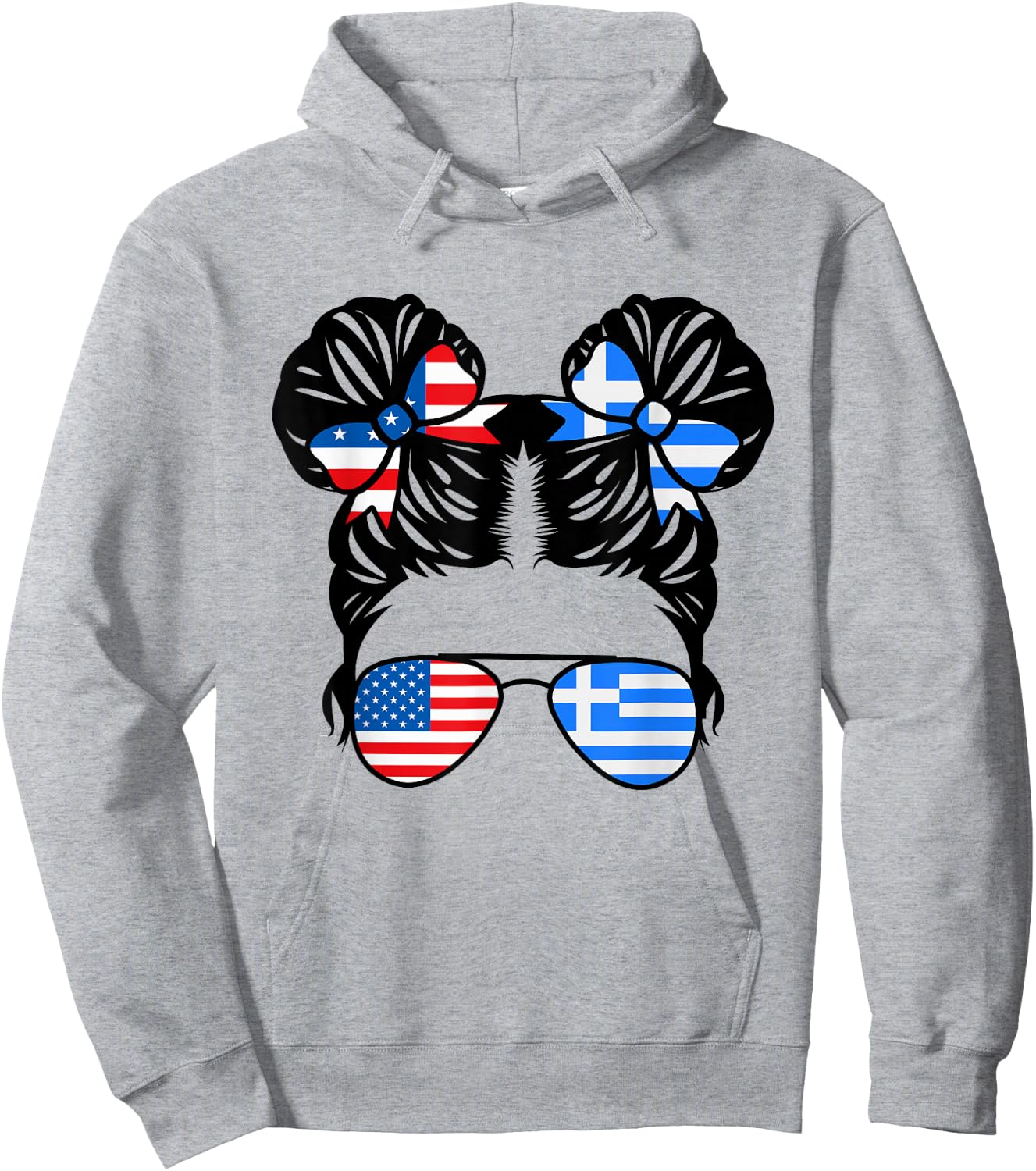 Half American Half Greek Girl USA Greece Flag Patriot Hoodie - Hoodie | Ash