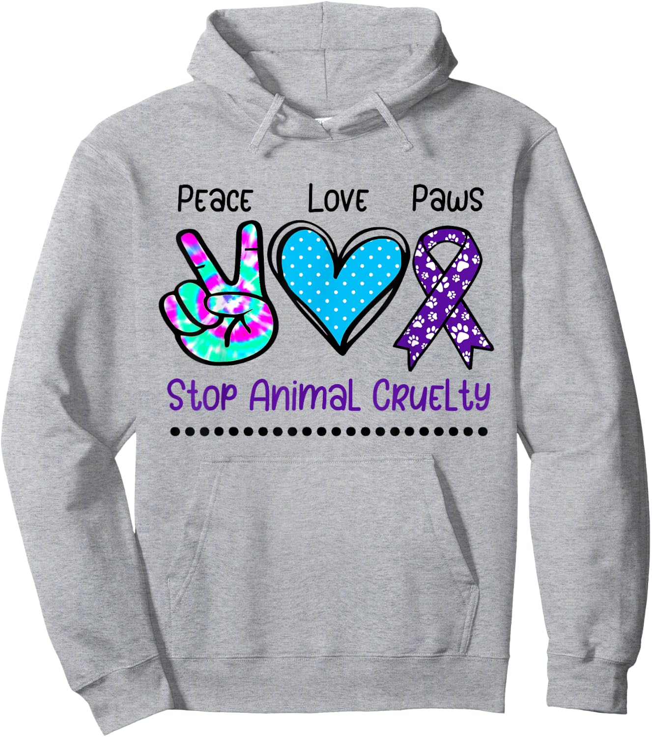 Animal cruelty abuse awareness support stop ribbon paw print Hoodie - Hoodie | Ash