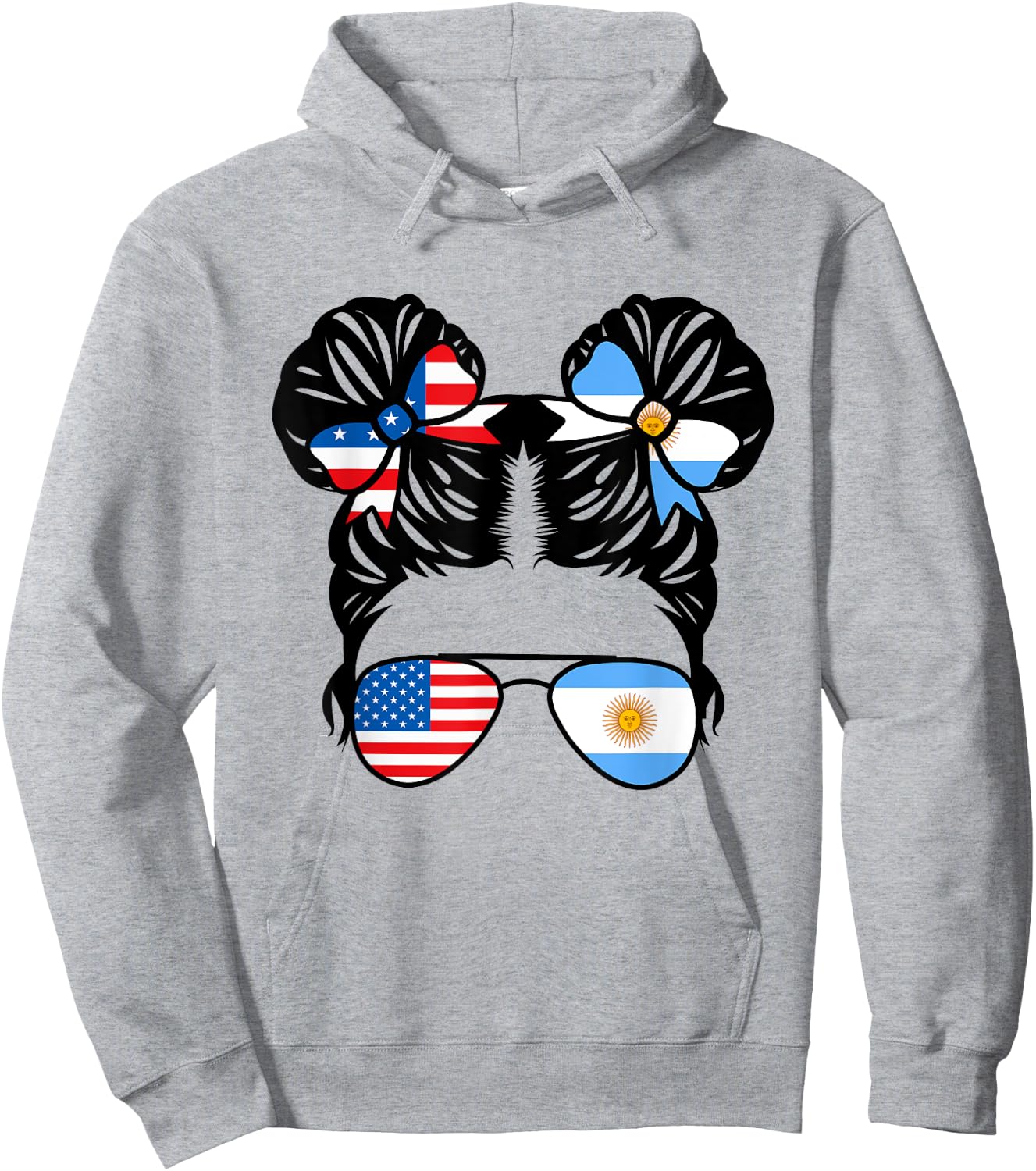 Half American Argentinian Girl USA Argentina Flag Patriot Hoodie - Hoodie | Ash